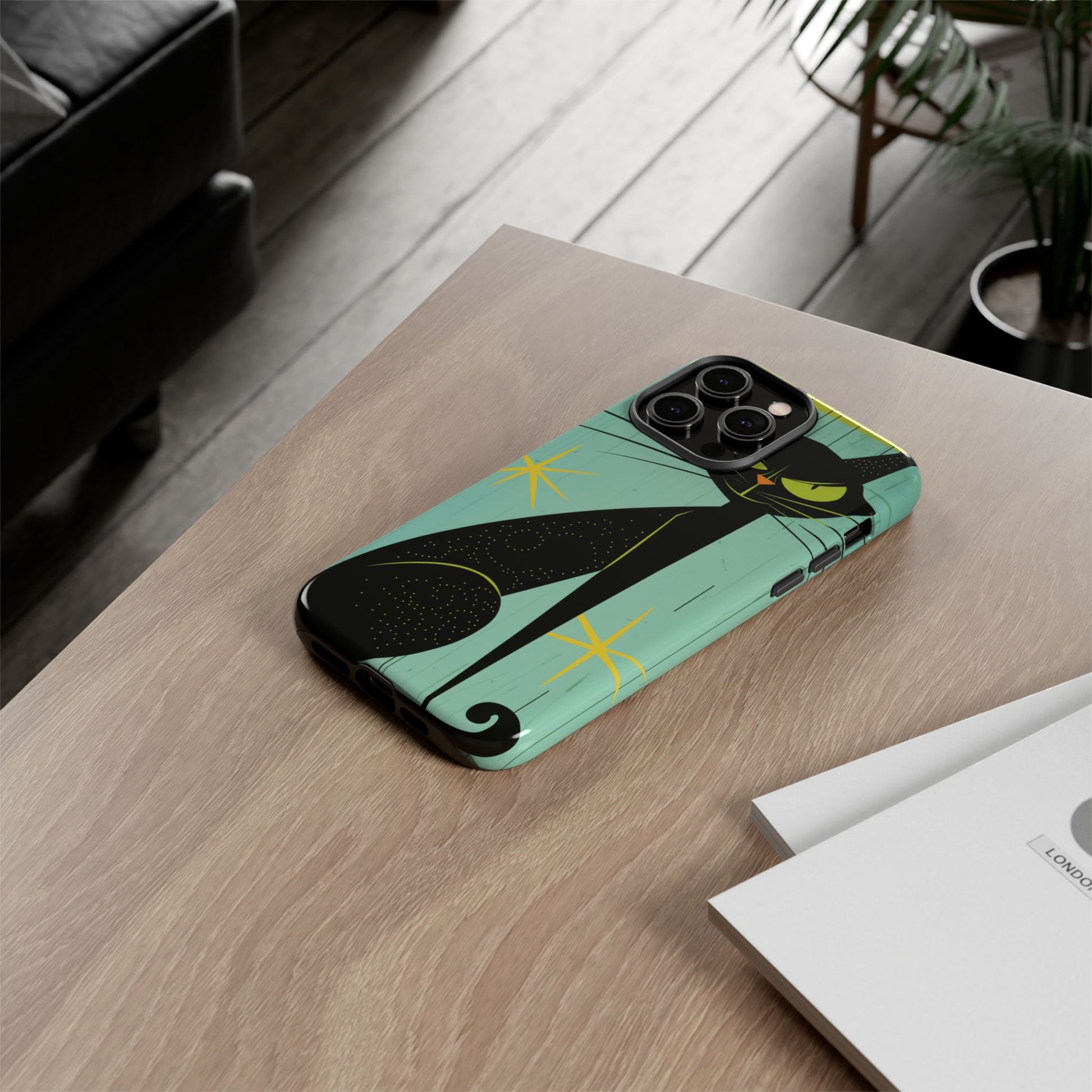 Mid-Century Modern Phone Case, Mid Mod Android Case, Atomic Cats Android Case, Retro Chic Smartphone Cover, Unique Artistic Phone Accessory