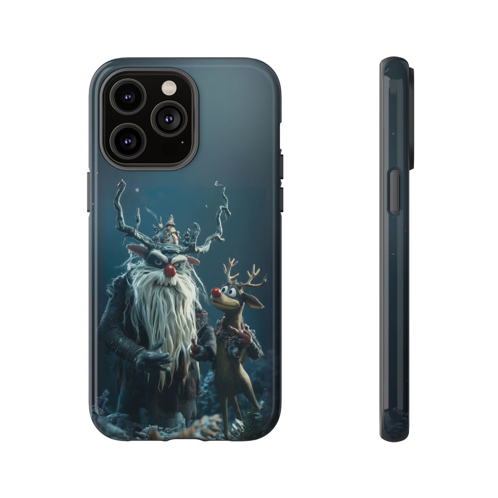 Christmas Rudolph Red Nose Reindeer Krampus Rankin Bass 3D Phone Case Festive Snowflakes iPhone 13 14 15 16 Pro Max Galaxy Pixel