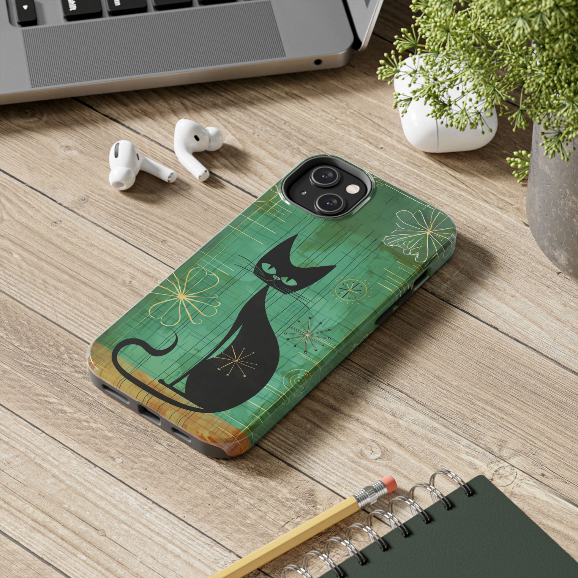 Mid-Century Modern Phone Case-Case, Mid Mod iPhone Case, Atomic Cats iPhone Case, Retro Chic Smartphone Cover, Unique Phone Case