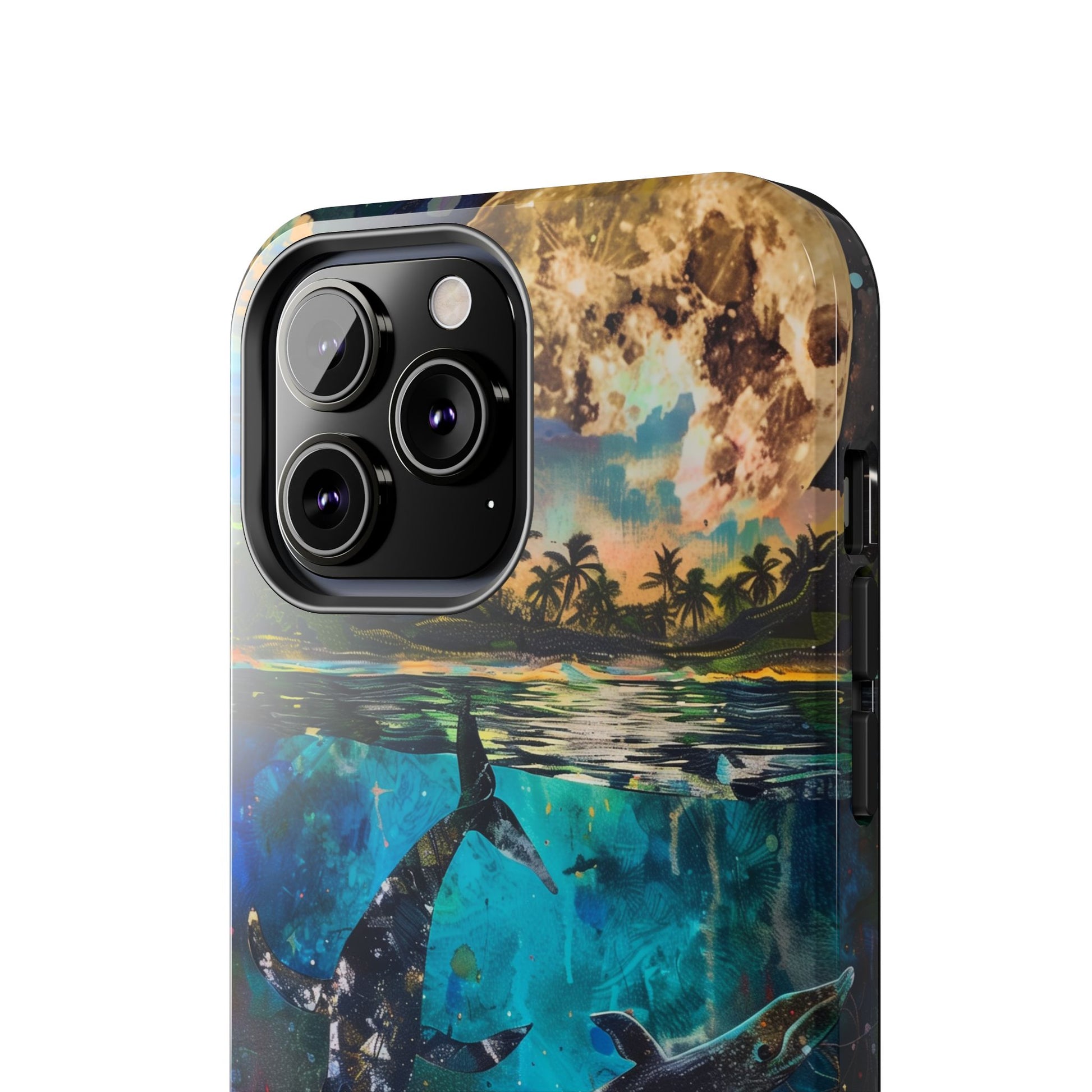 Abstract Moonlit Whales Underwater Phone Case - Durable and Stunning Protective Cover