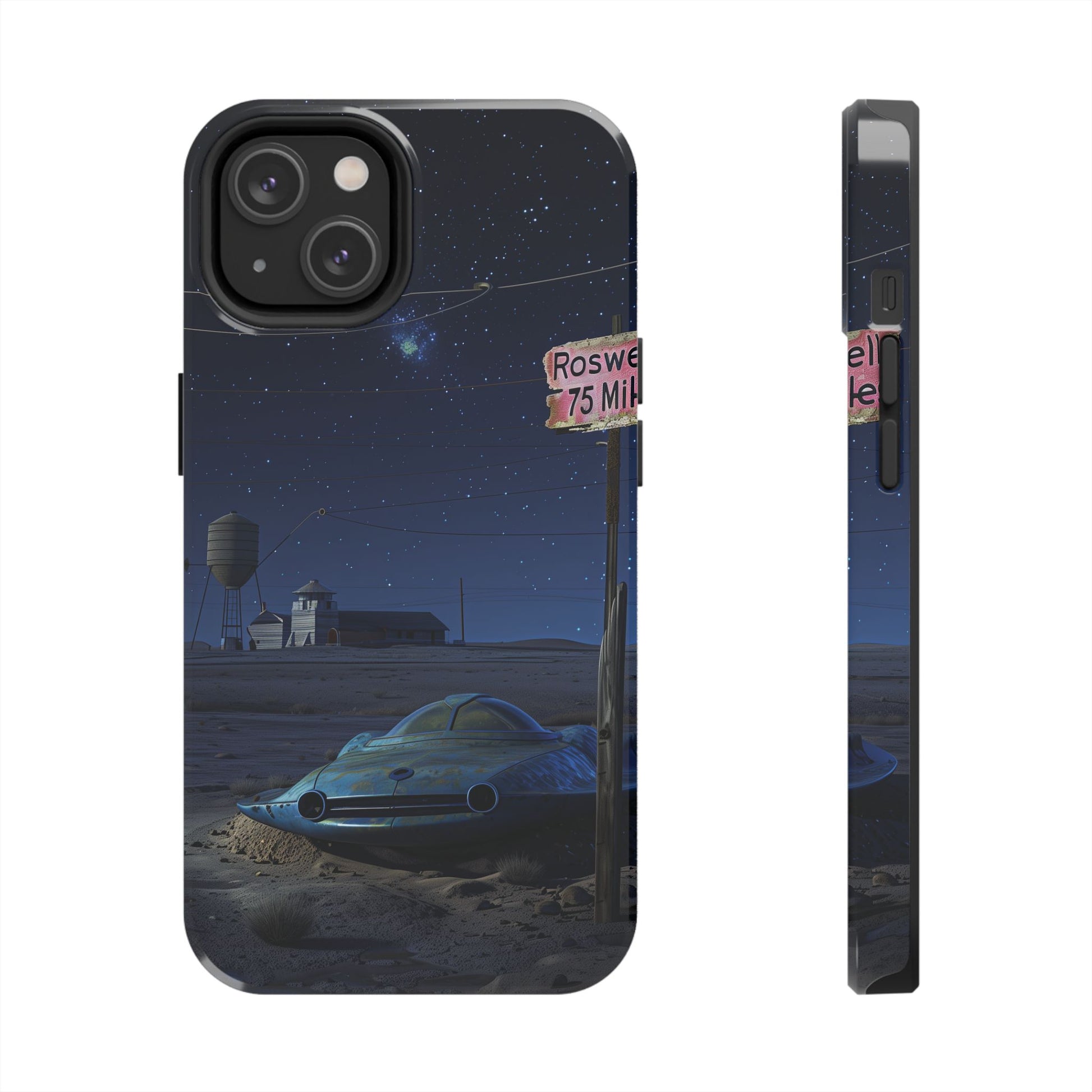 UFO Phone Case, Tough iPhone Case, Roswell UFO Crash Phone Case, Alien Invasion Design, Extraterrestrial iPhone Cover, Unique Sci-Fi Gift