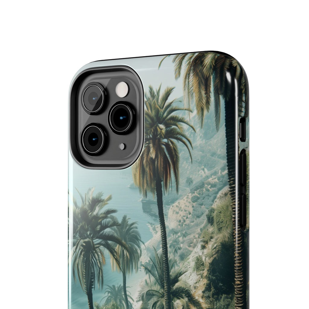 Coastal Breeze: Durable iPhone Case with Ocean View and Palm Trees