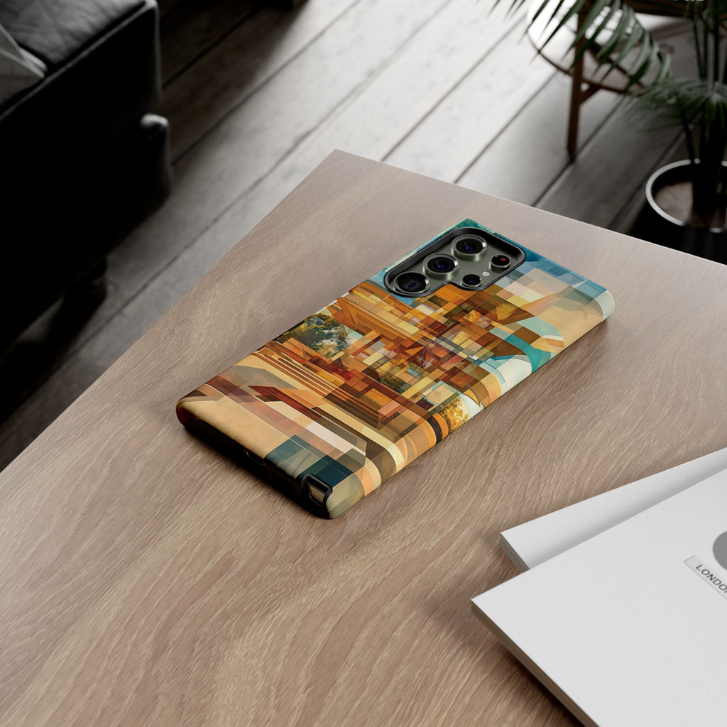 Frank Lloyd Wright Inspired Prairie Usonian Phone Case Geometric Stained Glass Art Deco Marble Gold 13 14 15 16 iPhone Pro Max Galaxy Pixel