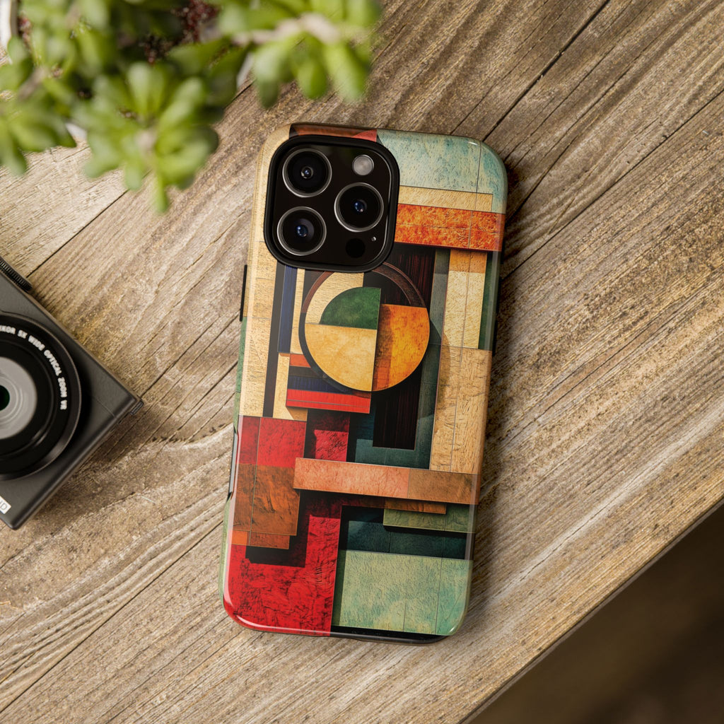 Tan Prairie Style Frank Lloyd Wright Usonian Phone Case Geometric Stained Glass Art Deco Marble Gold 13 14 15 16 iPhone Pro Max Galaxy Pixel
