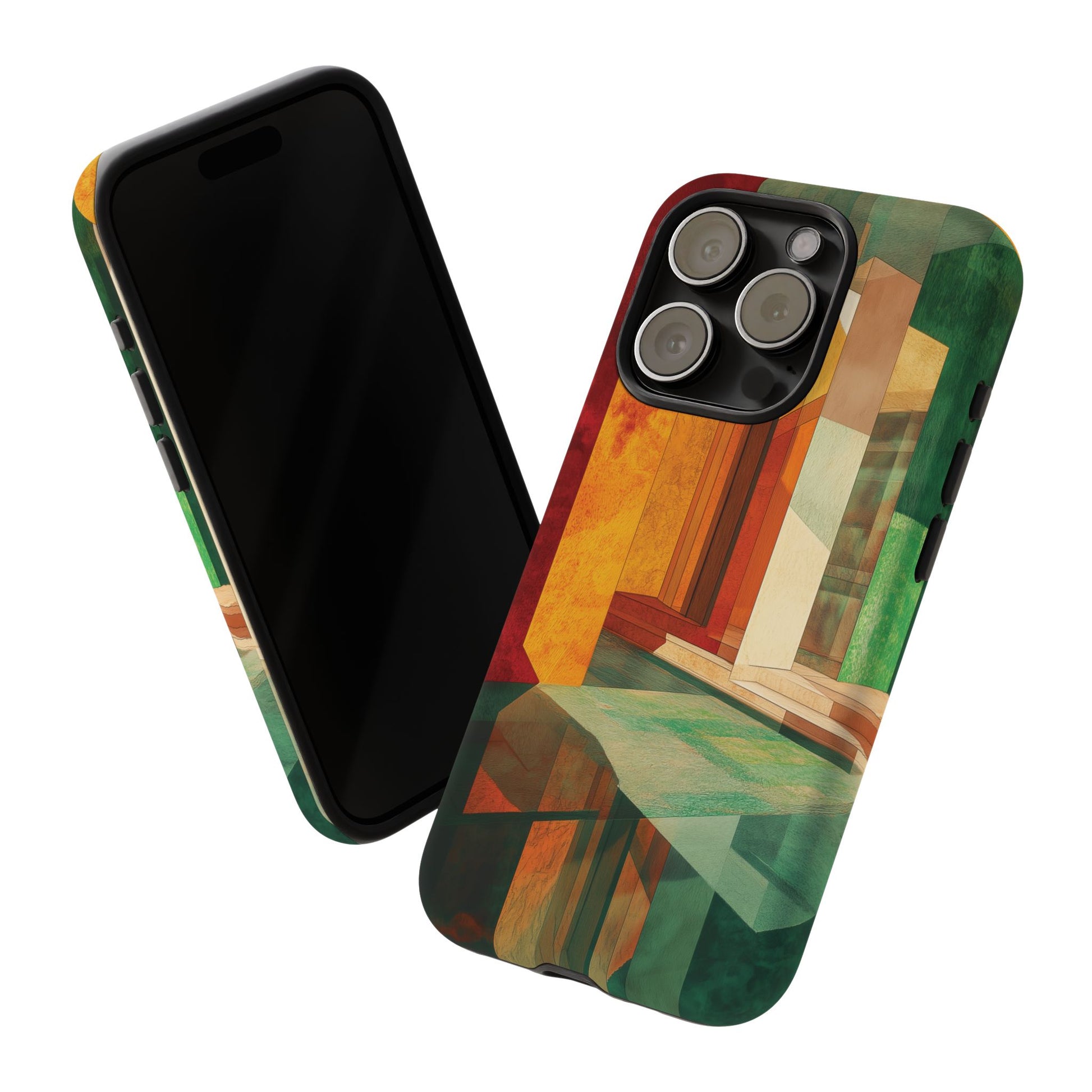 Art Deco Frank Lloyd Wright Inspired Usonian Phone Case Geometric Stained Glass Art Deco Marble Gold 13 14 15 16 iPhone Pro Max Galaxy Pixel