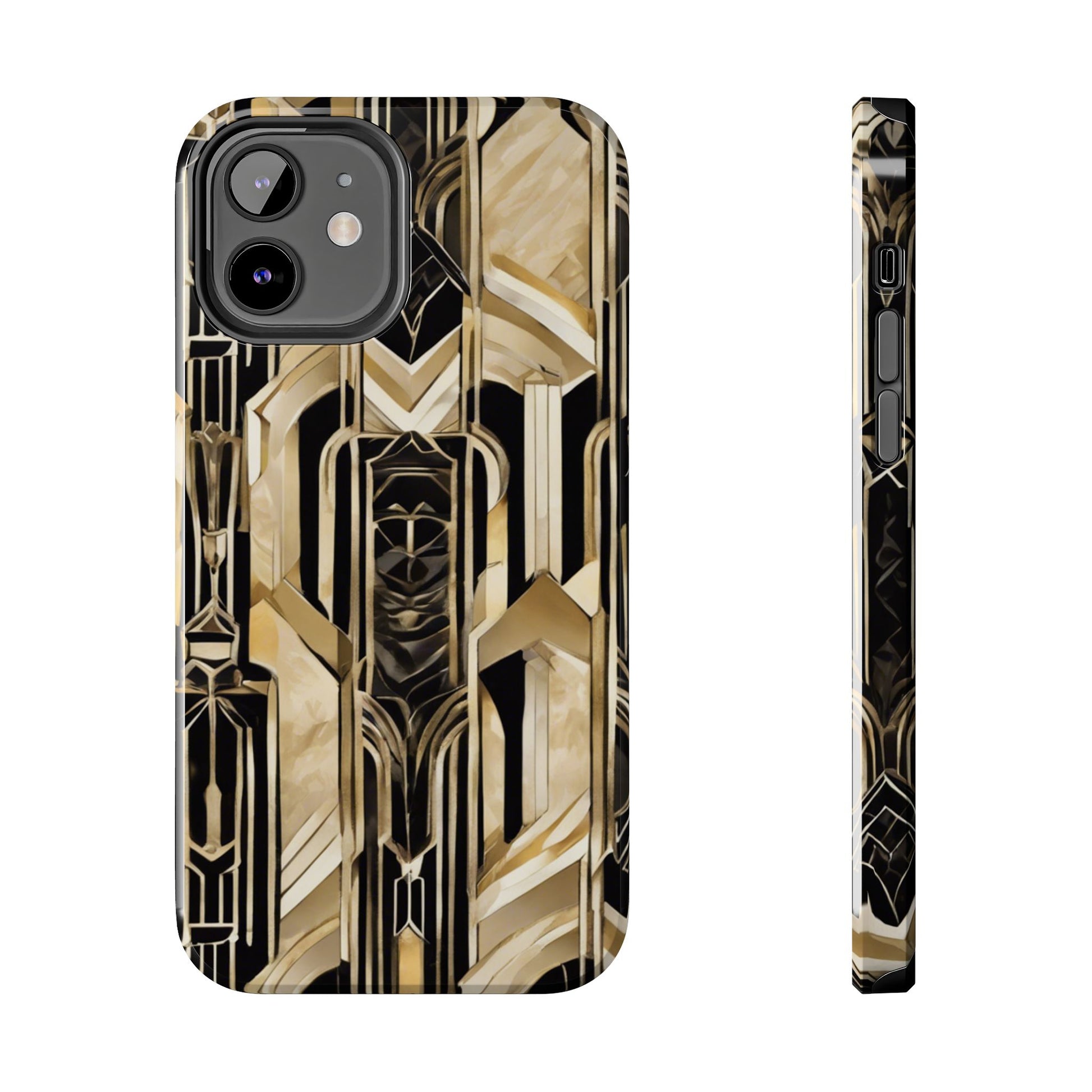 Gold Art Deco Inspired Durable Phone Case - Stylish and Sturdy Protection for Your Device
