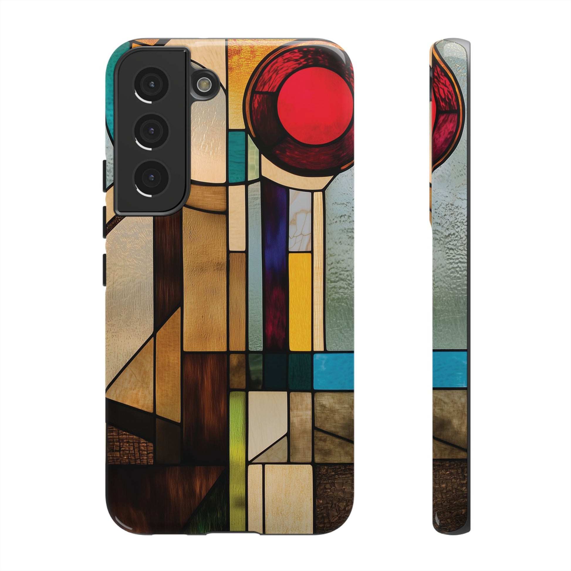 Stained Art Deco Glass Phone Case Frank Lloyd Wright Cottage Core Usonian Prairie Style Geometric Stylish  iPhone 14 15 16 Pro