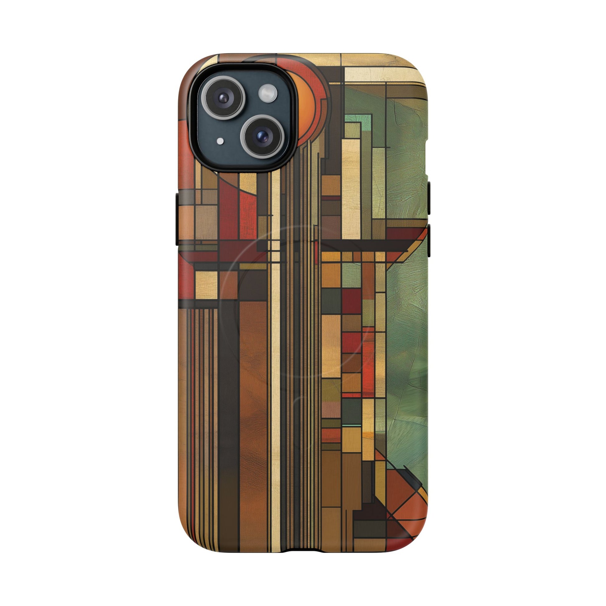 Magsafe Prairie Style Frank Lloyd Wright Usonian Phone Case Geometric Stained Glass Art Deco Marble 14 15 16 iPhone Pro Max