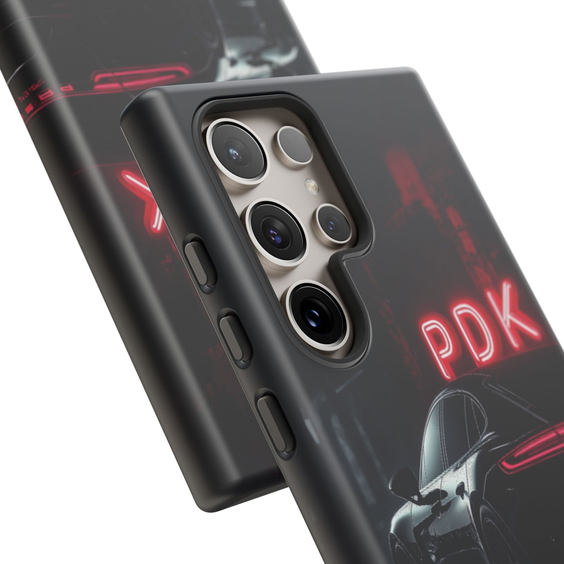 Pink Super Sports Car Phone Case PDK Car Lover Gift Porsche Panamera Inspired Neon Sign Font iPhone 13 14 15 16 Pro Max