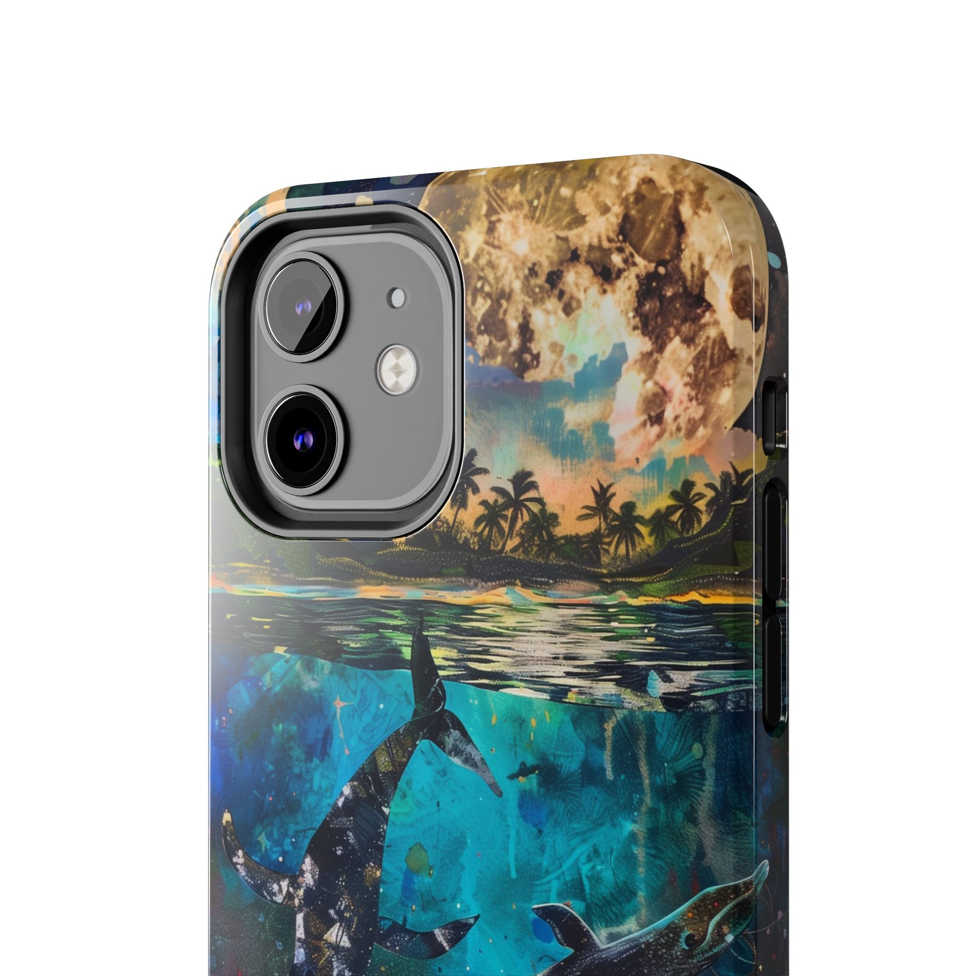 Abstract Moonlit Whales Underwater Phone Case - Durable and Stunning Protective Cover