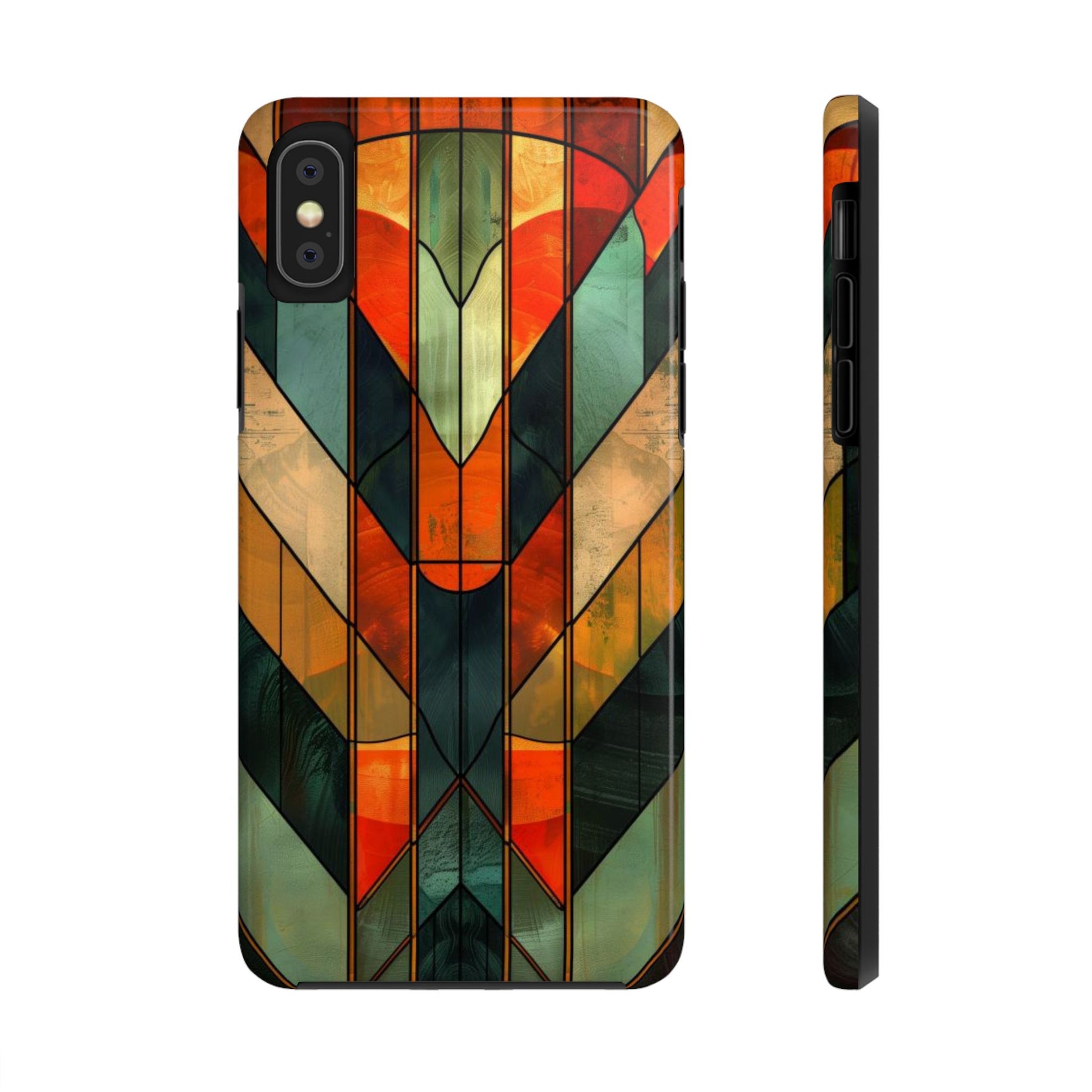 Noir Art Deco Colorful Stained Glass - Durable Dual Layer Iphone Case - Architect Phone Case