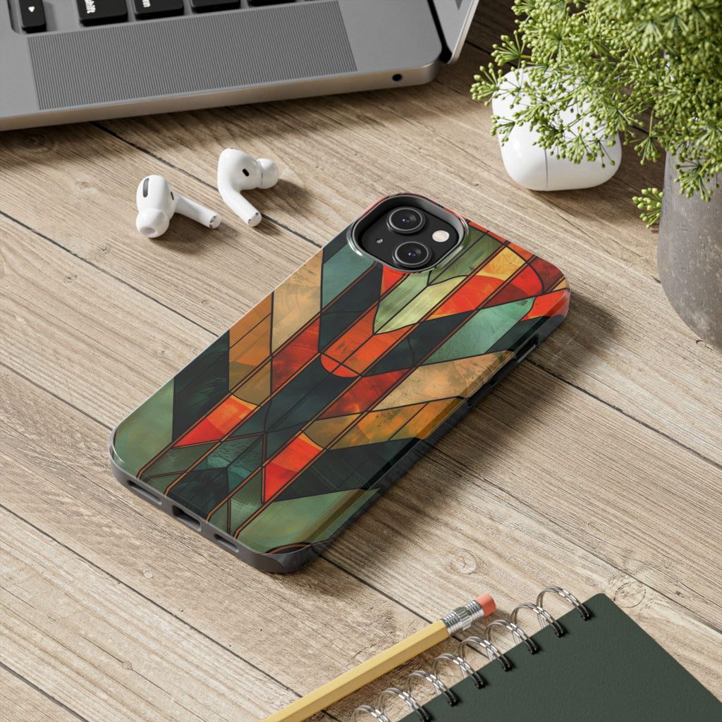 Noir Art Deco Colorful Stained Glass - Durable Dual Layer Iphone Case - Architect Phone Case