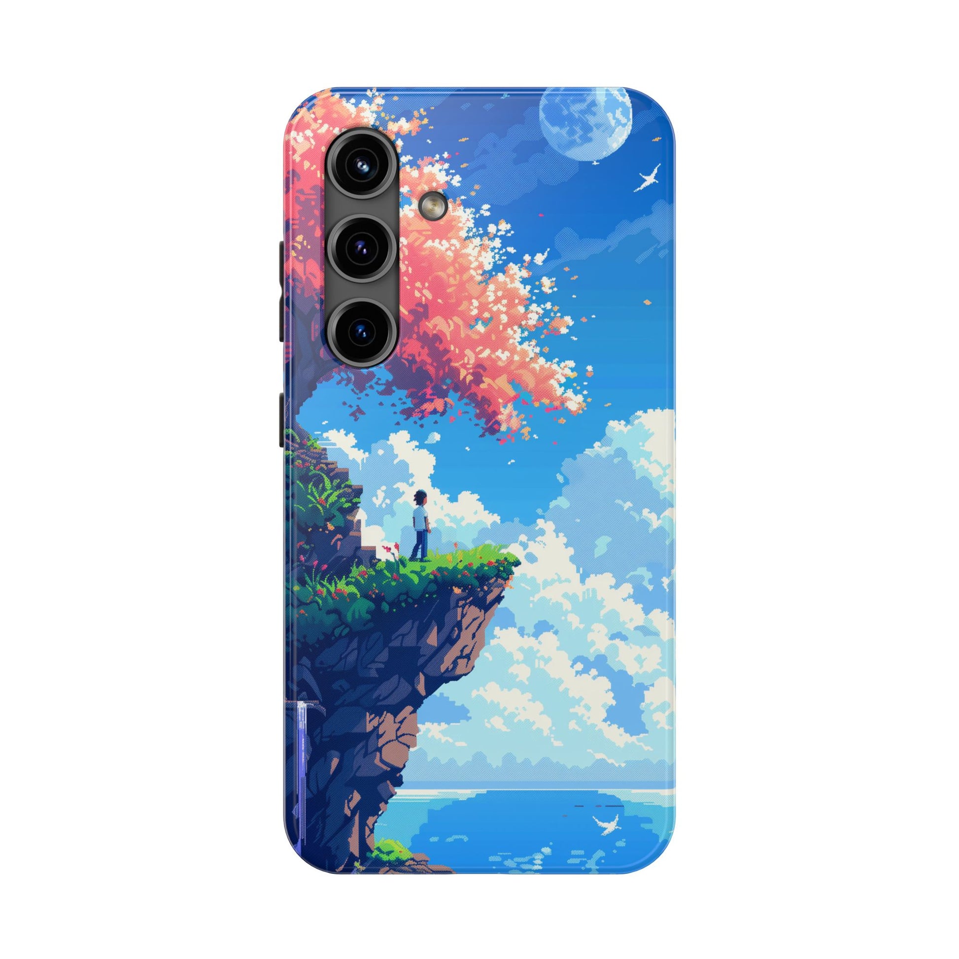 Pixel Art Video Game Landscapes Phone Case, Retro Gaming Pixelated Design, Geeky Gamer Phone Cover, Unique Video Game Art Accessories