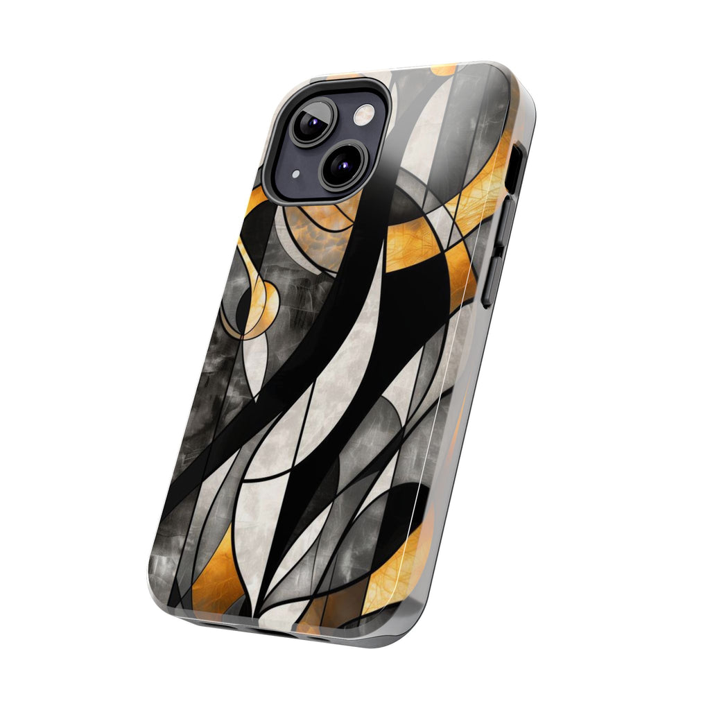 Noir Art Deco Stained Glass Style Phone Case - Unique and Stylish Design - Tough Dual Layer iPhone Case
