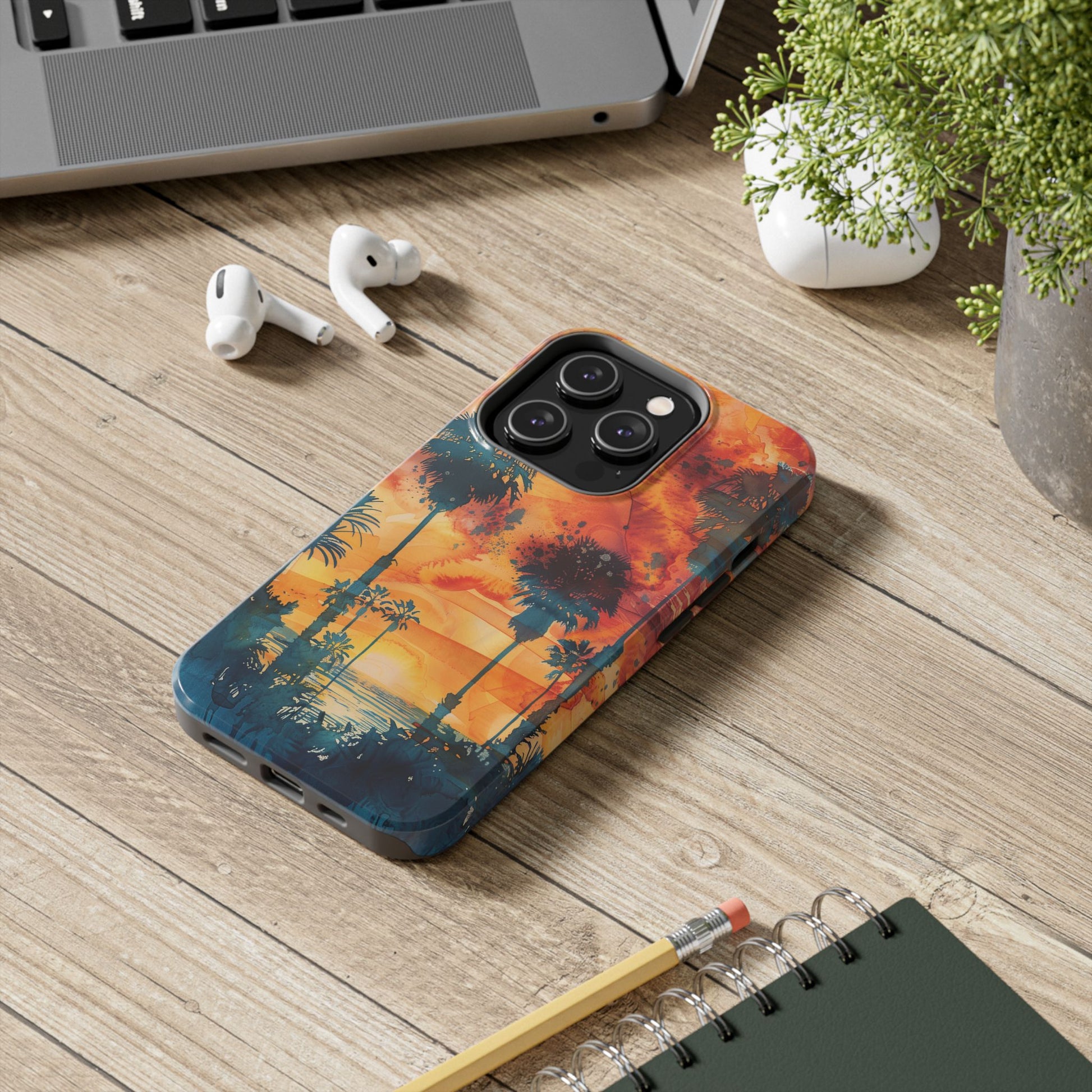 Los Angeles Sunset iPhone Case, Golden Hour Scenic View, Hollywood Hills Sunset Phone Case, Palm Trees Phone Case, iphone 15 pro max case