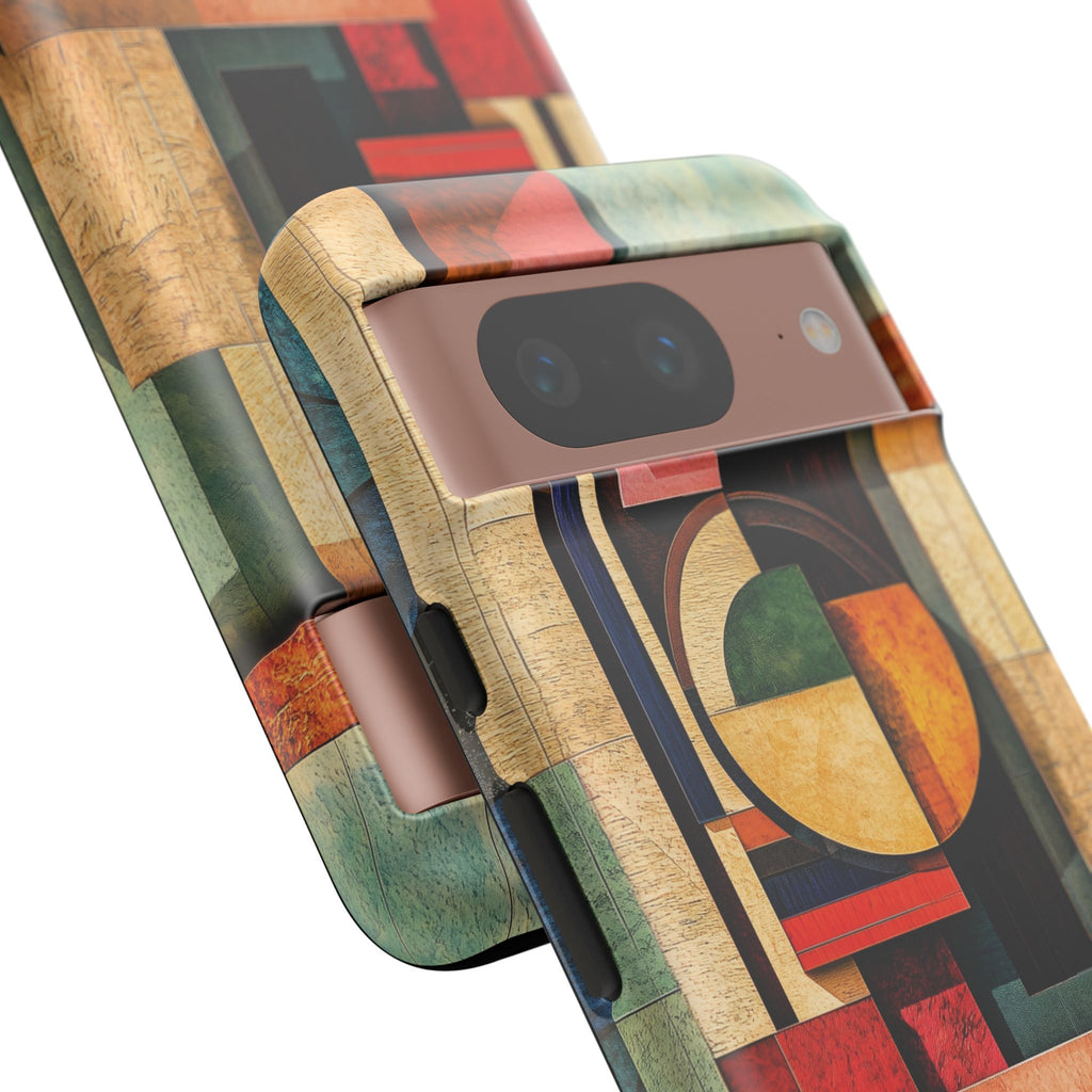 Tan Prairie Style Frank Lloyd Wright Usonian Phone Case Geometric Stained Glass Art Deco Marble Gold 13 14 15 16 iPhone Pro Max Galaxy Pixel