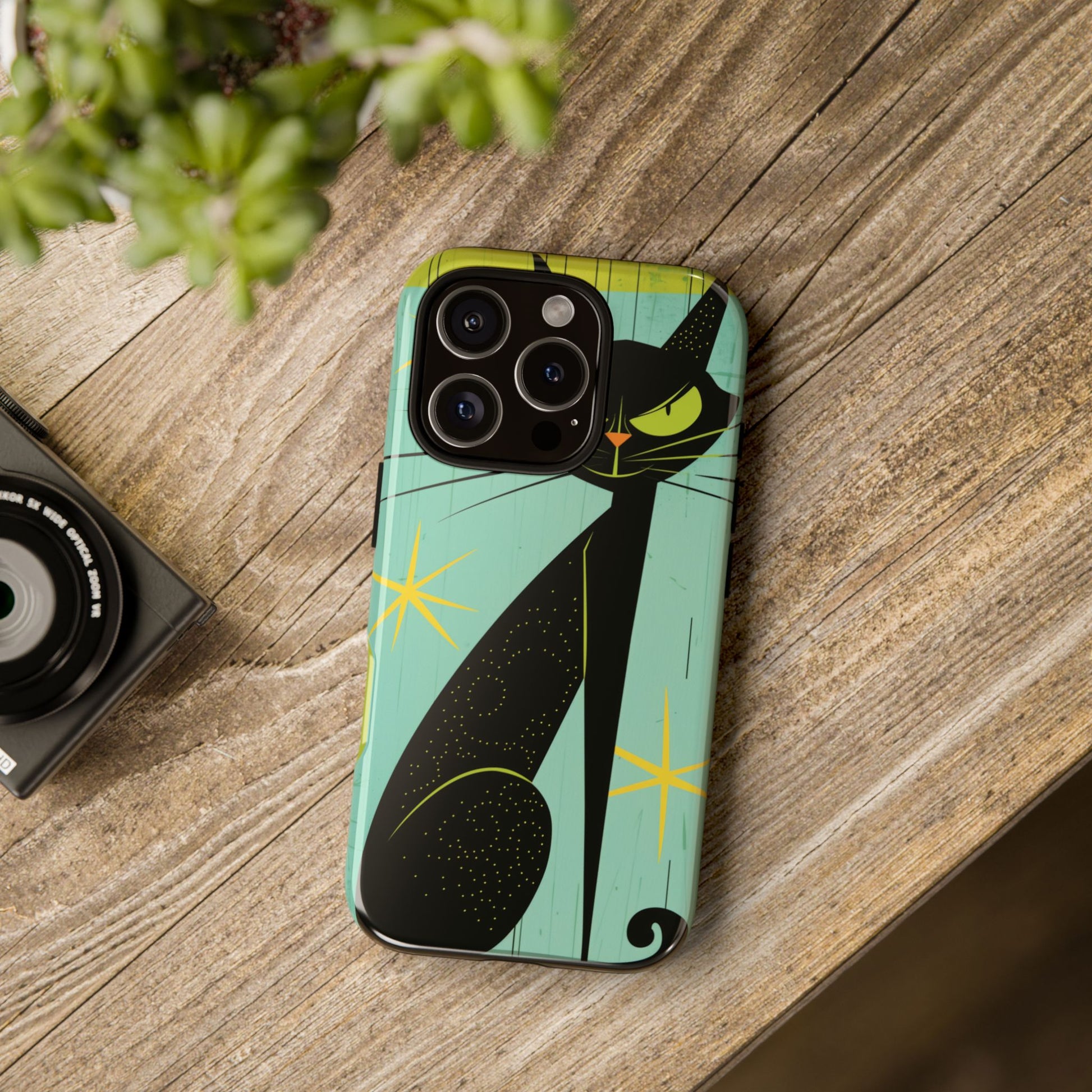 Mid-Century Modern Phone Case, Mid Mod Android Case, Atomic Cats Android Case, Retro Chic Smartphone Cover, Unique Artistic Phone Accessory
