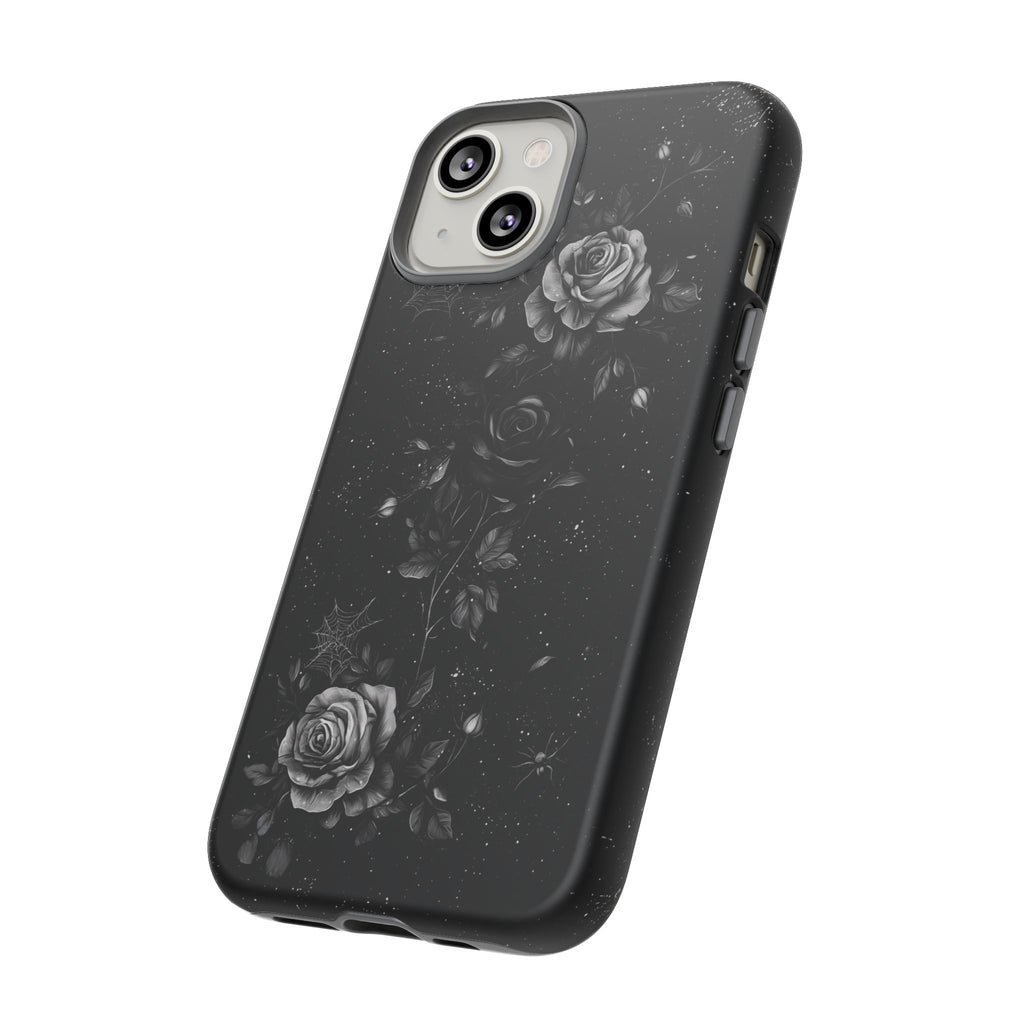 Gothic Floral Phone Case Dark Academia Black Roses Spider Webs Space Witchcraft Night Sky iPhone 13 14 15 16 Pro Max Galaxy Pixel