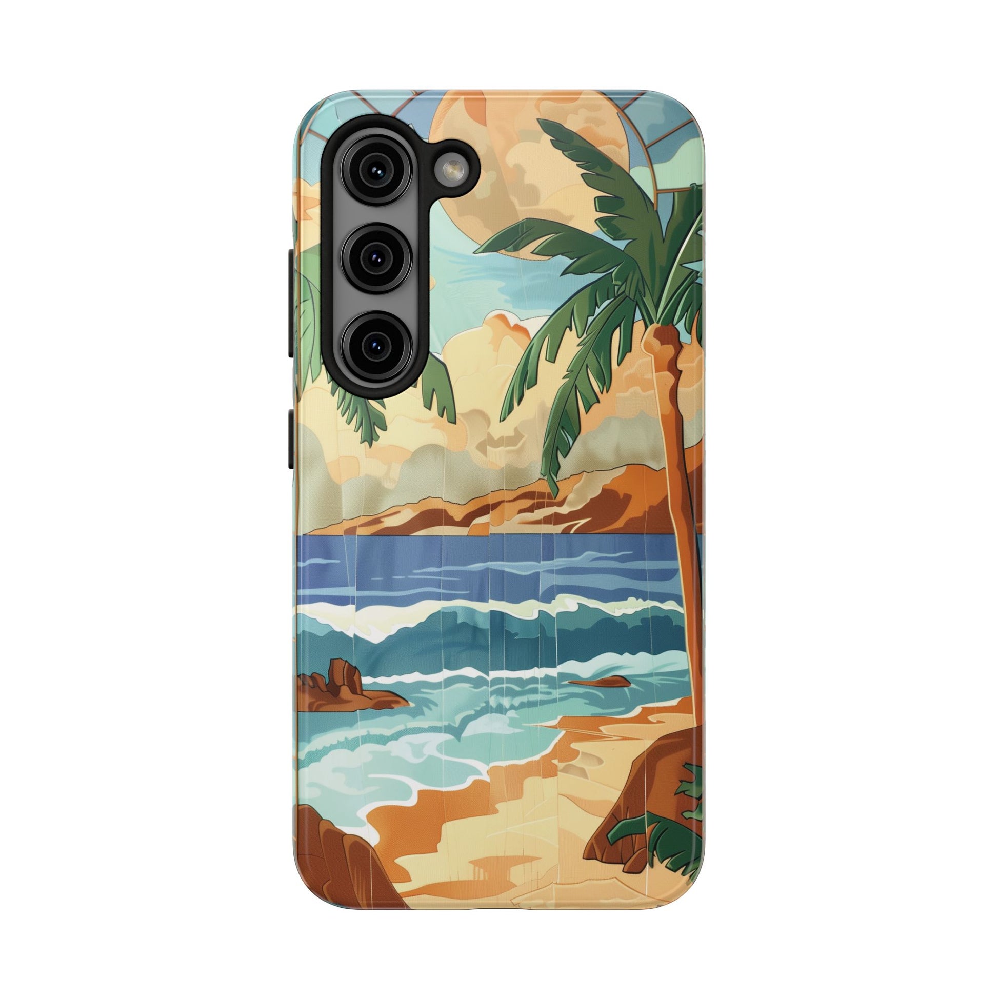 Retro Beach Scene Phone Case, Vintage Tropical Ocean iPhone Case, Summer Beach Phone Cover for iPhone, iphone 15 pro max