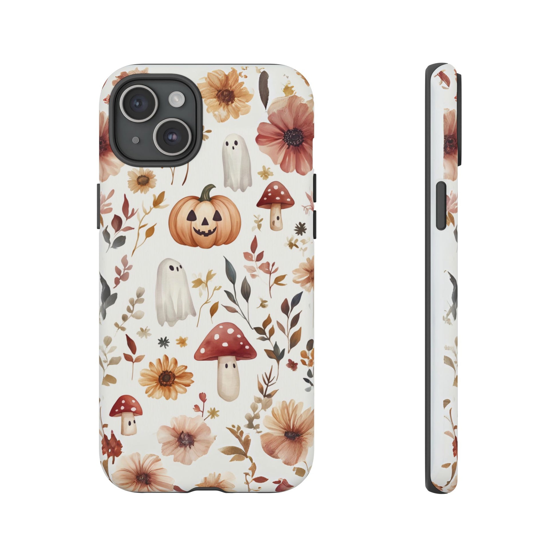Cottagecore Fall Floral Phone Case for iPhone Samsung Pixel Autumn Pumpkin Tough Case iPhone 16 15 14 13 Pro Max