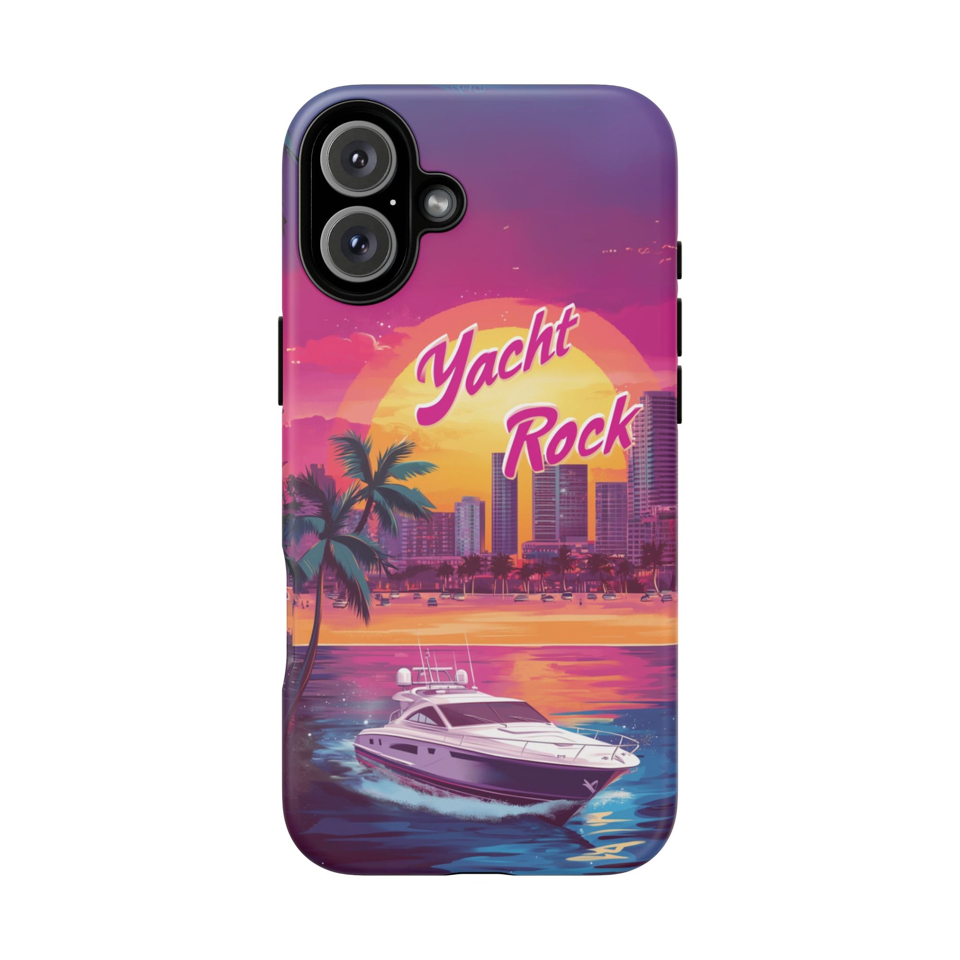 Custom Yacht Rock Phone Case iPhone 13 14 15 16 Pro Max Sunset Cruise Harbor Miami Vice Yacht Rock Gift Boating Captain South Beach Surfing