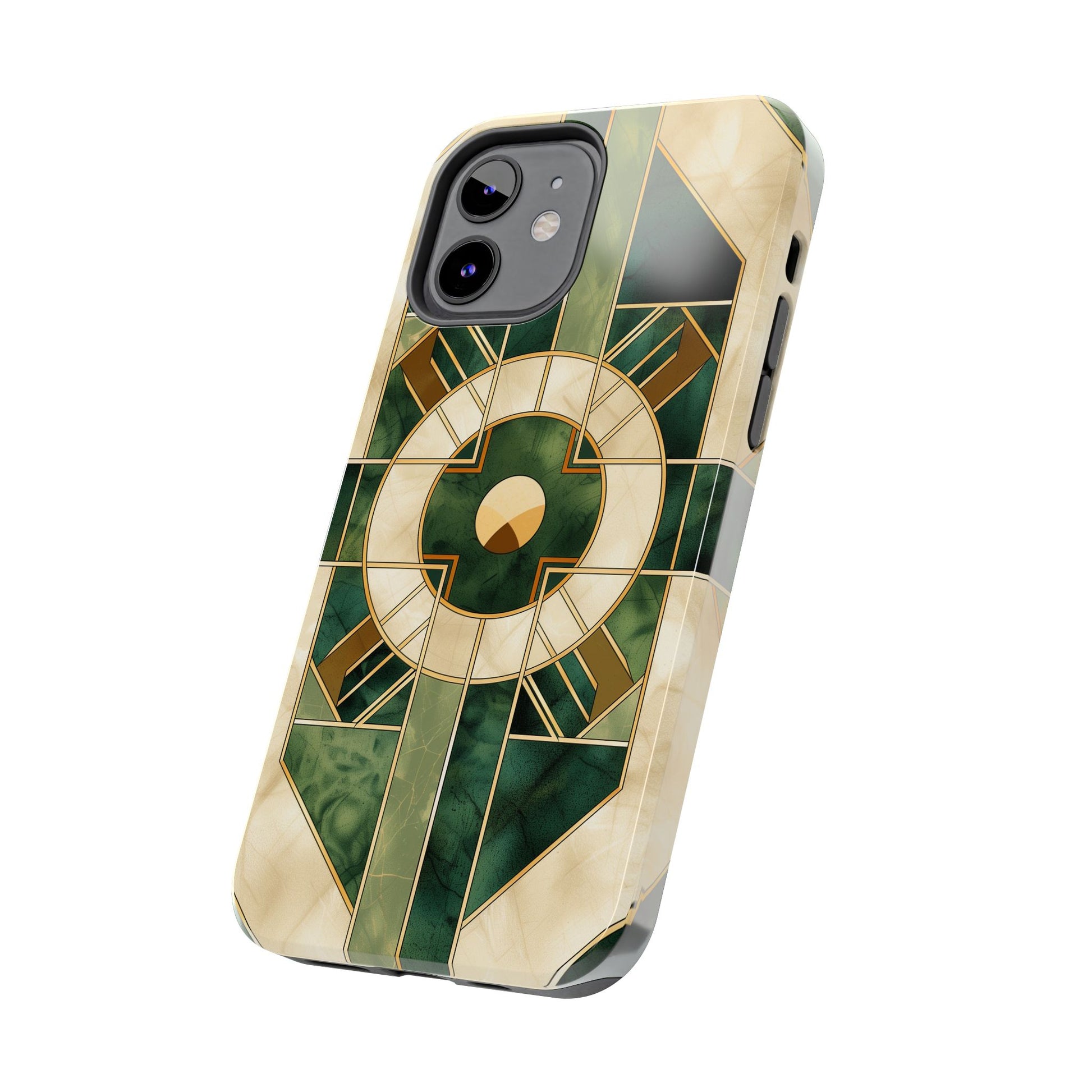 Green Frank Lloyd Wright Inspired Phone Case - Geometric Elegance for iPhone Models