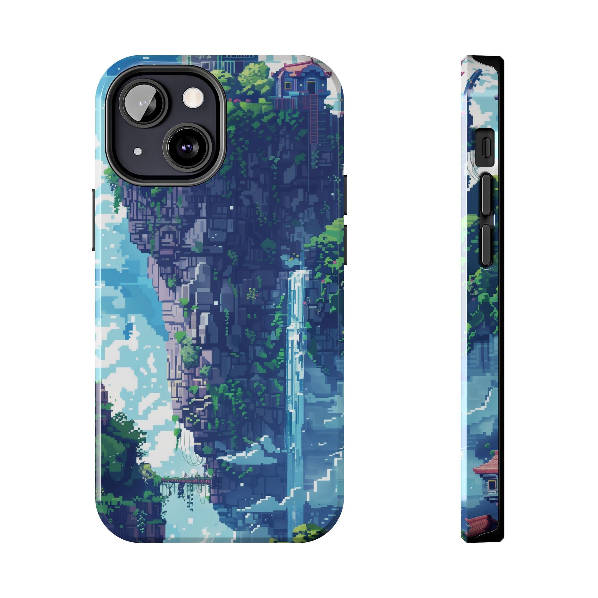 Pixel Art Video Game Landscapes Phone Case, Retro Gaming Pixelated Design, Geeky Gamer Phone Cover, Unique Video Game Art Accessories