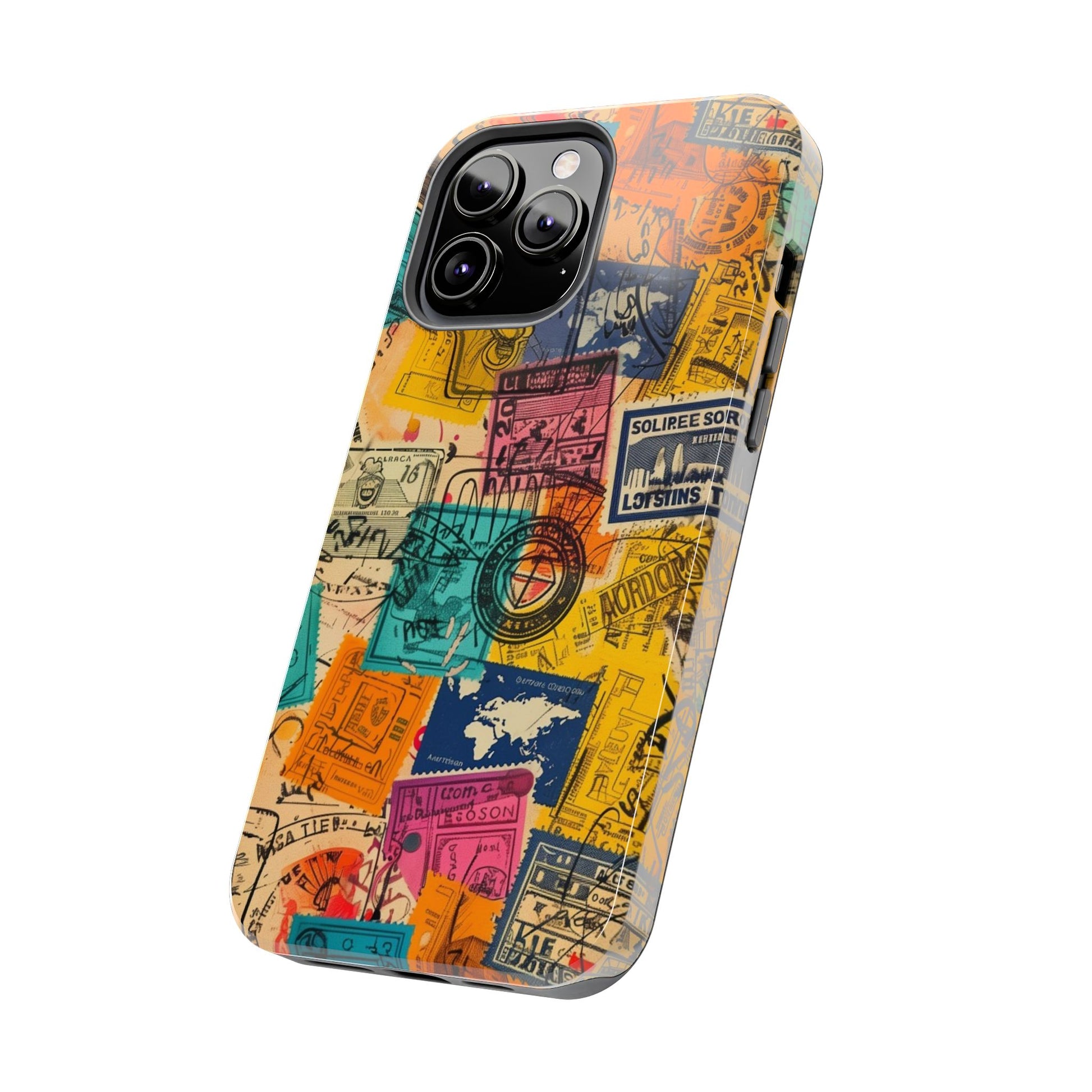 Travel Stamps Tough Case - Durable iPhone case Vintage Travel Stamps Design - Adventure Inspired Case - Protective Global Destination Prints