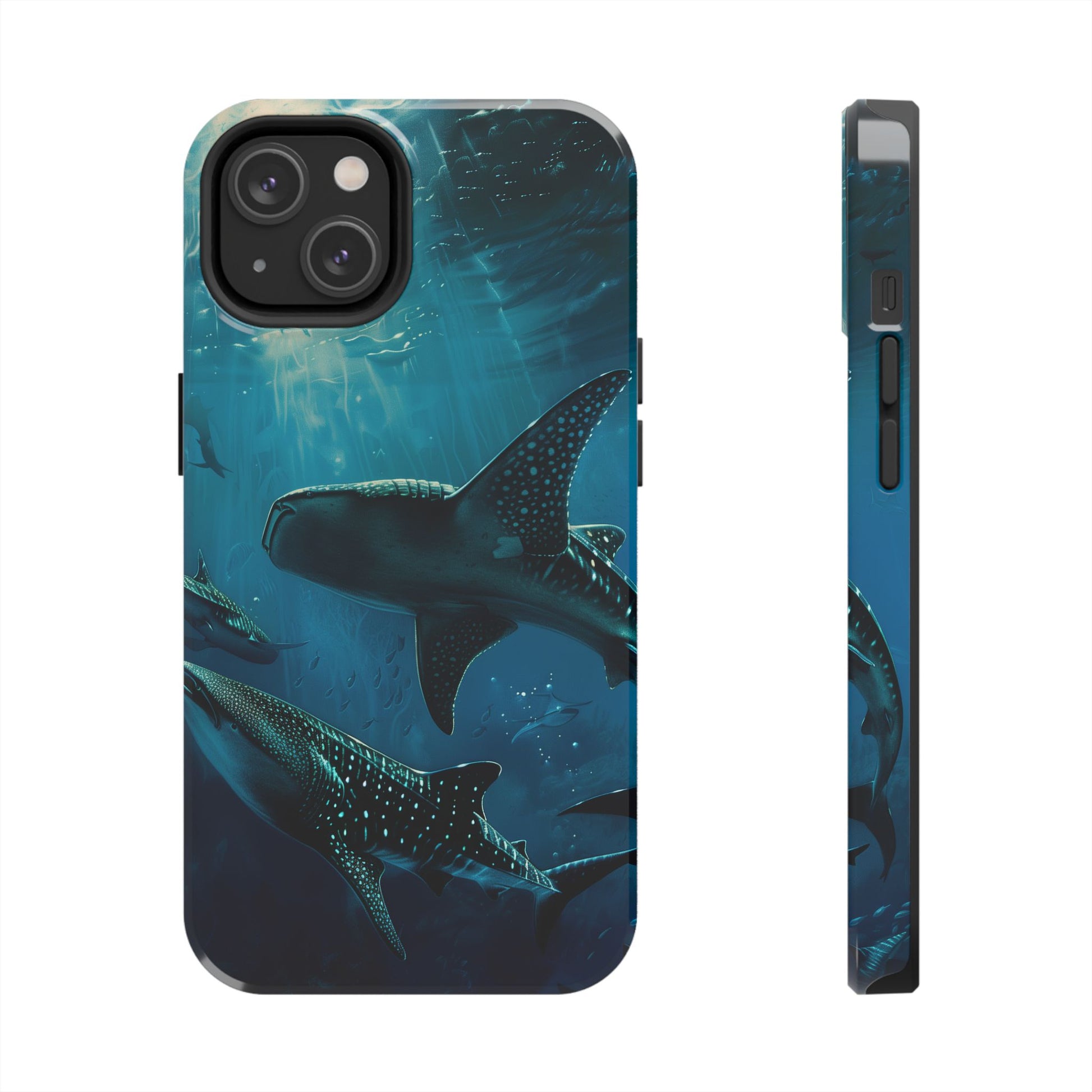 Tranquil Trio: Three Whale Sharks Tough Phone Case