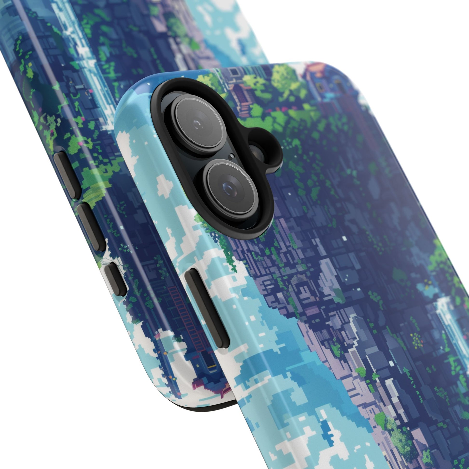 Pixel Art Video Game Landscapes Phone Case, Retro Gaming Pixelated Design, Geeky Gamer Phone Cover, Unique Video Game Art Accessories