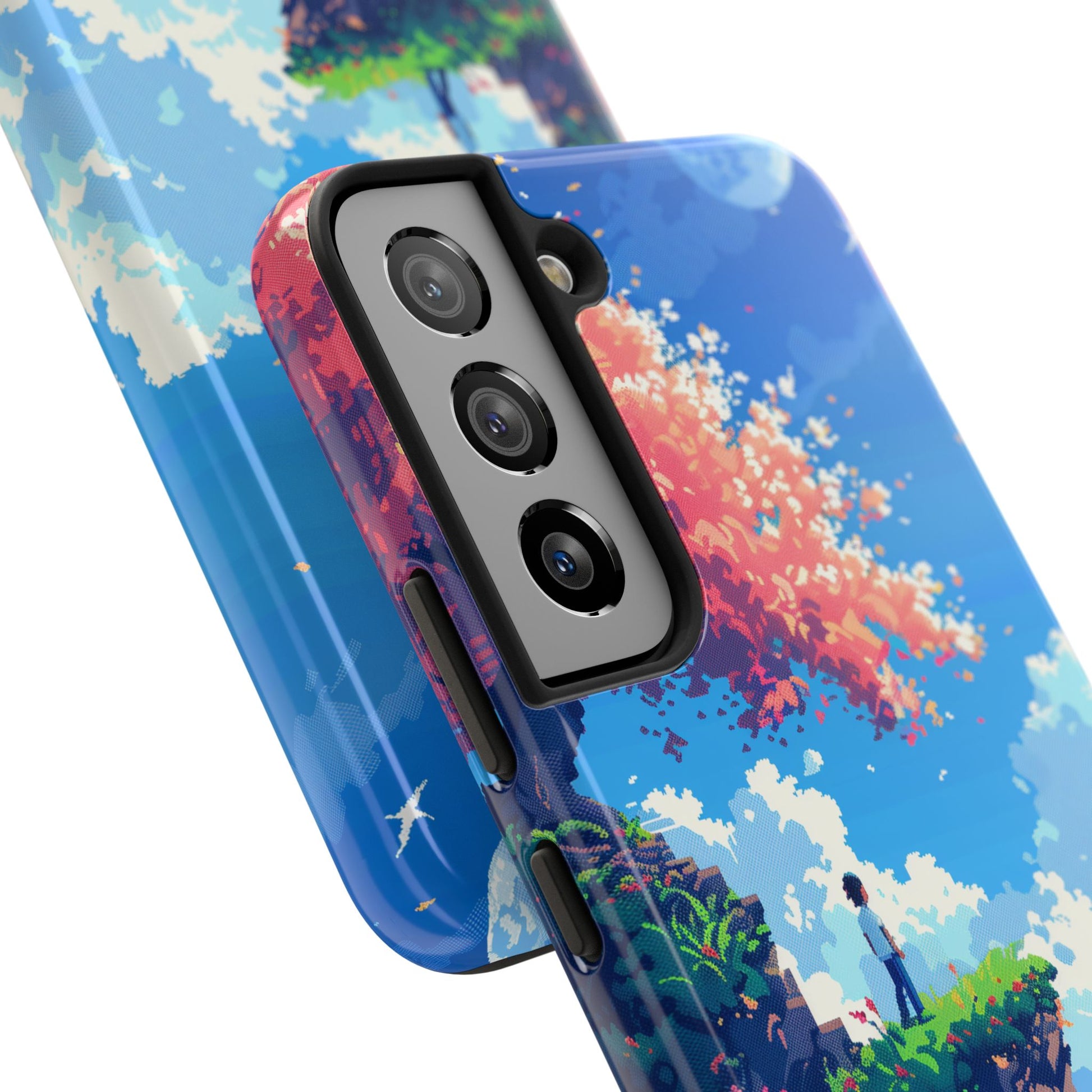 Pixel Art Video Game Landscapes Phone Case, Retro Gaming Pixelated Design, Geeky Gamer Phone Cover, Unique Video Game Art Accessories