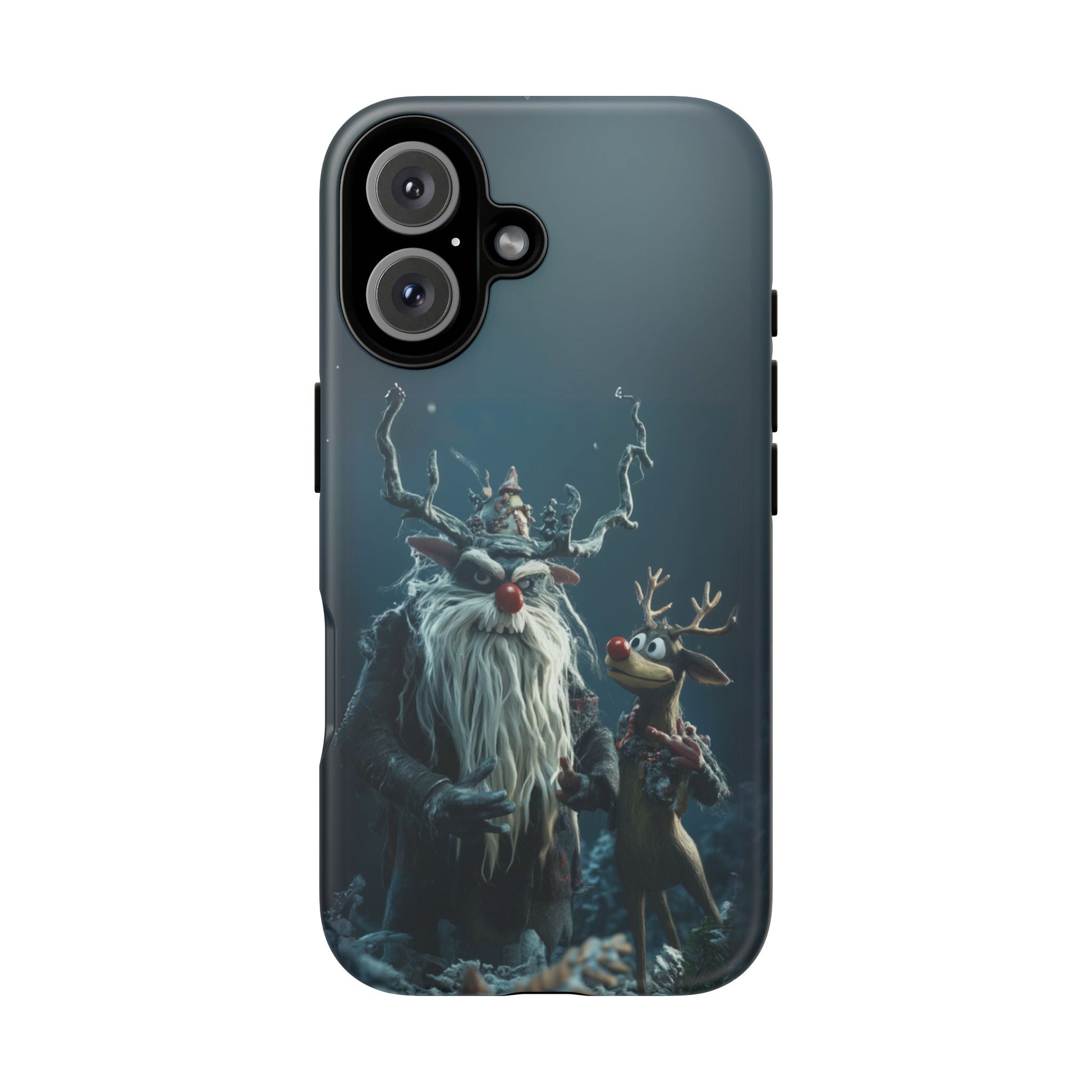 Christmas Rudolph Red Nose Reindeer Krampus Rankin Bass 3D Phone Case Festive Snowflakes iPhone 13 14 15 16 Pro Max Galaxy Pixel