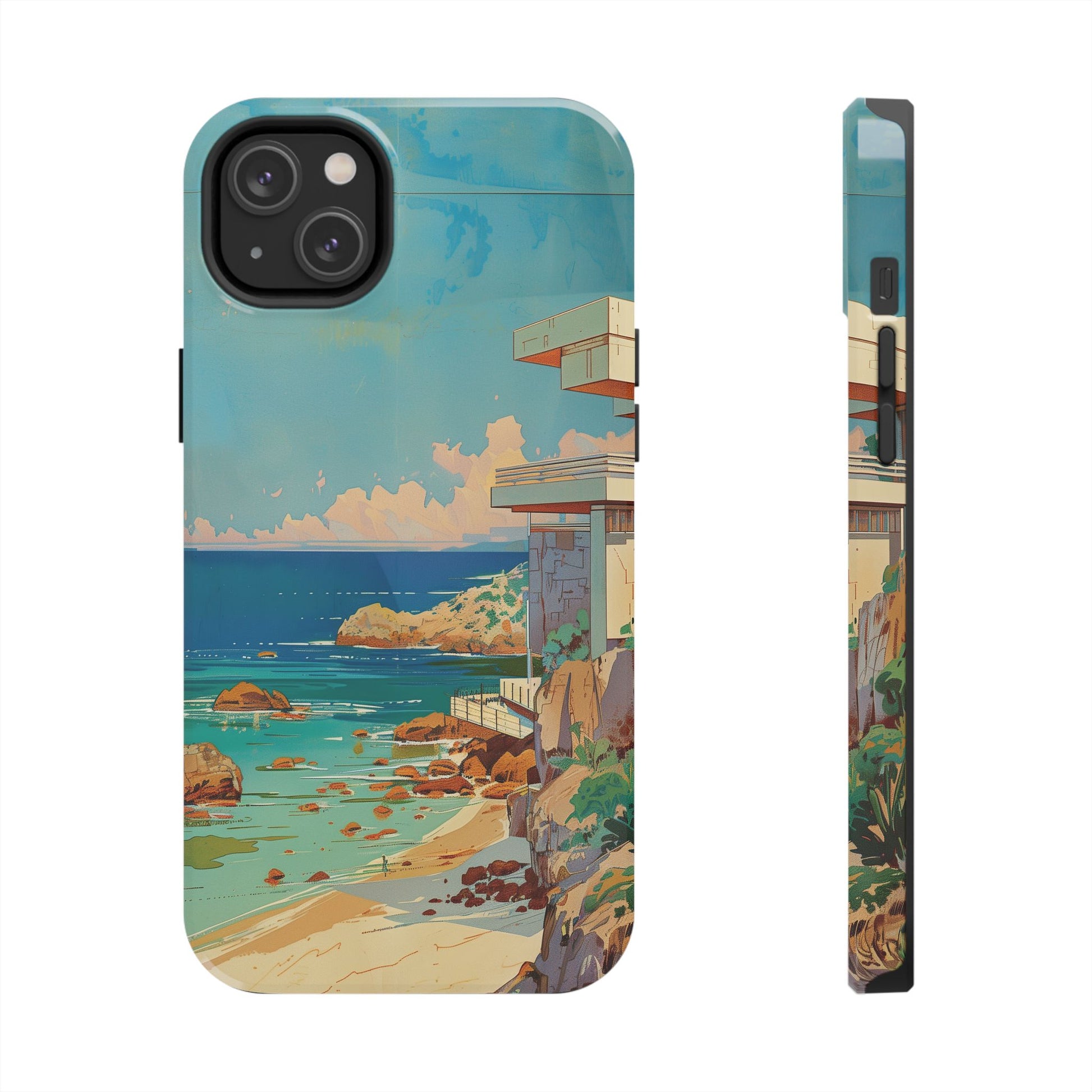 Retro Beach Scene Phone Case, Vintage Tropical Ocean iPhone Case, Summer Beach Phone Cover for iPhone, iphone 15 pro max