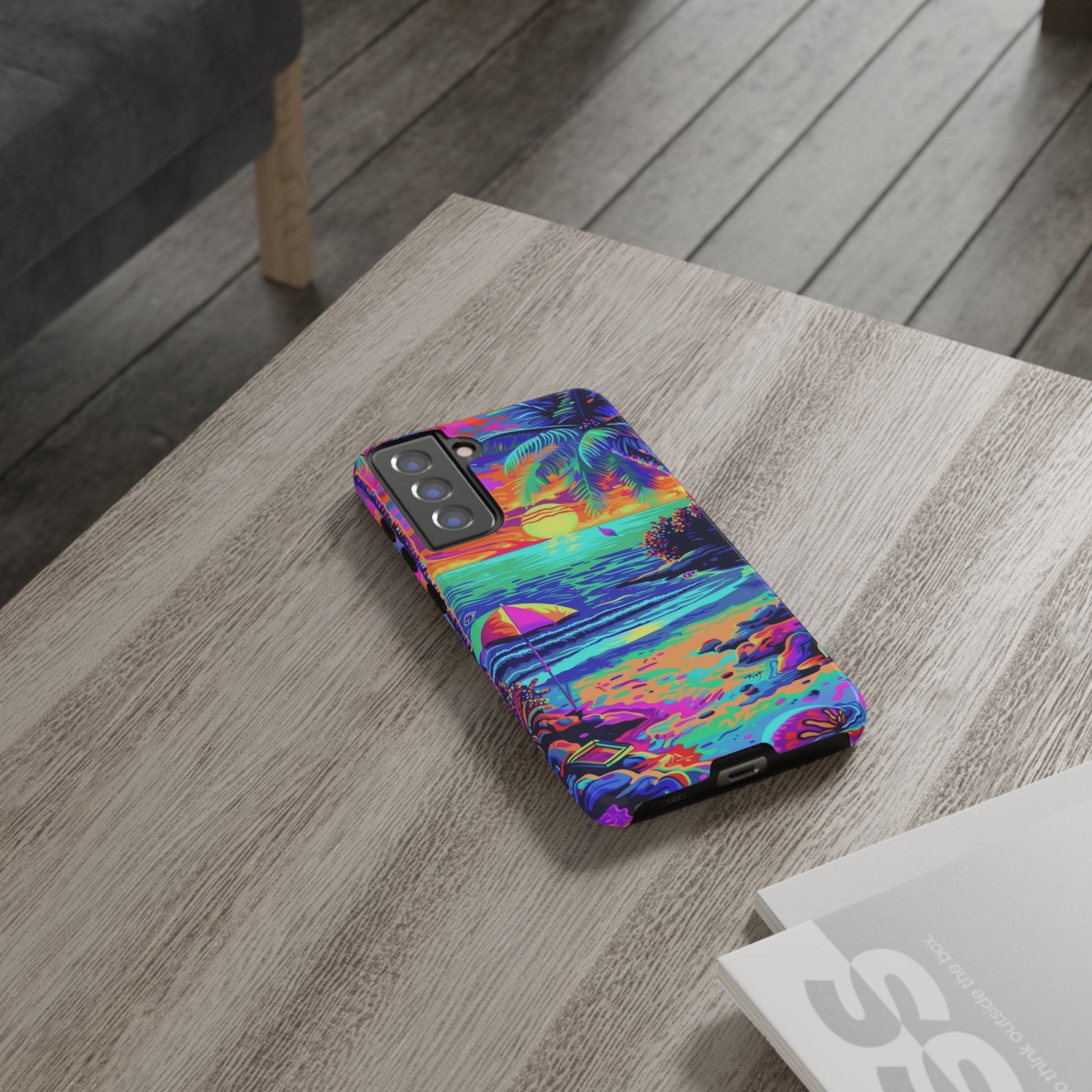 Beach Bliss: Durable Android Phone Case with Lisa Frank Style