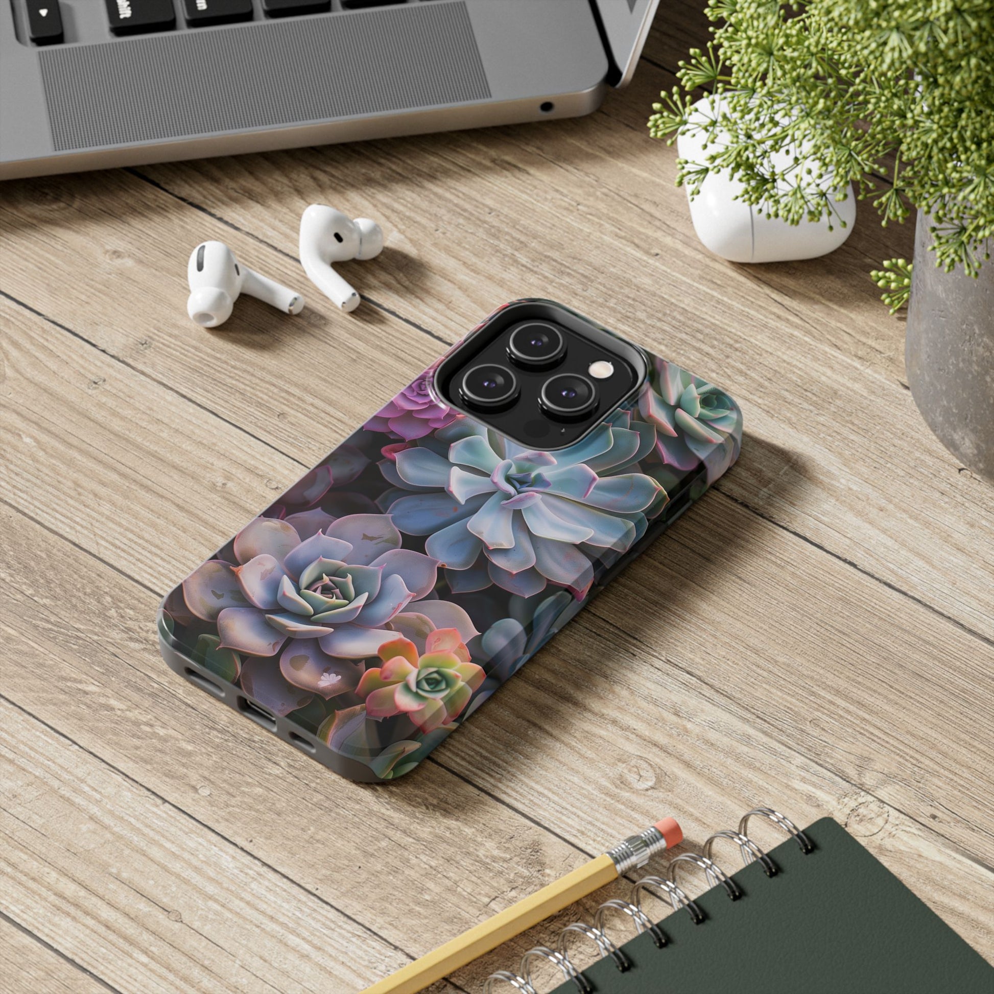 Pastel Succulent Flower Design Durable Phone Case - Tough Protection for iPhones