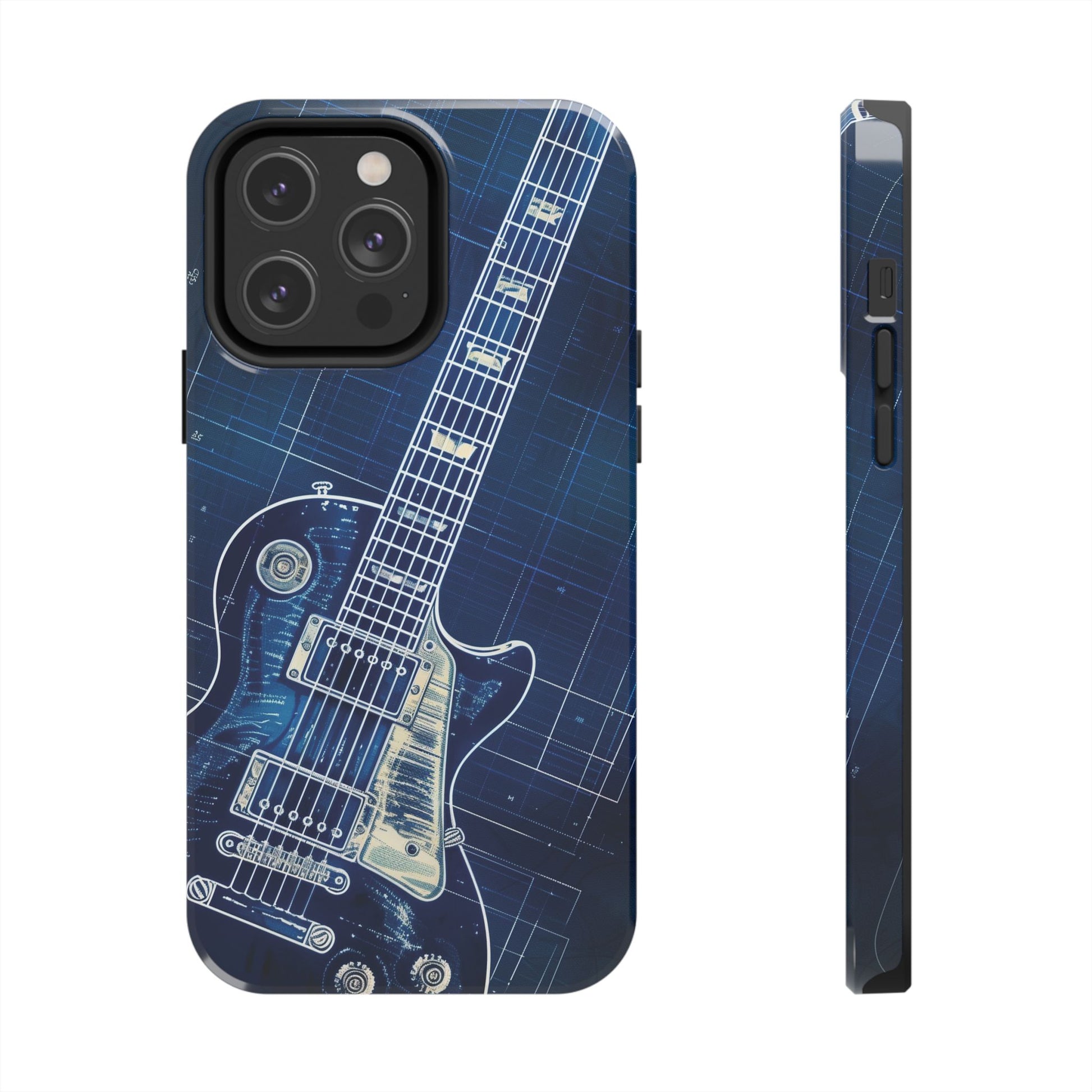 Guitar Phone Case, Guitar Blueprint iPhone Cover, Vintage Guitar Design, Custom iPhone Covers, Rock Music Phone Accessories, Musician Gift
