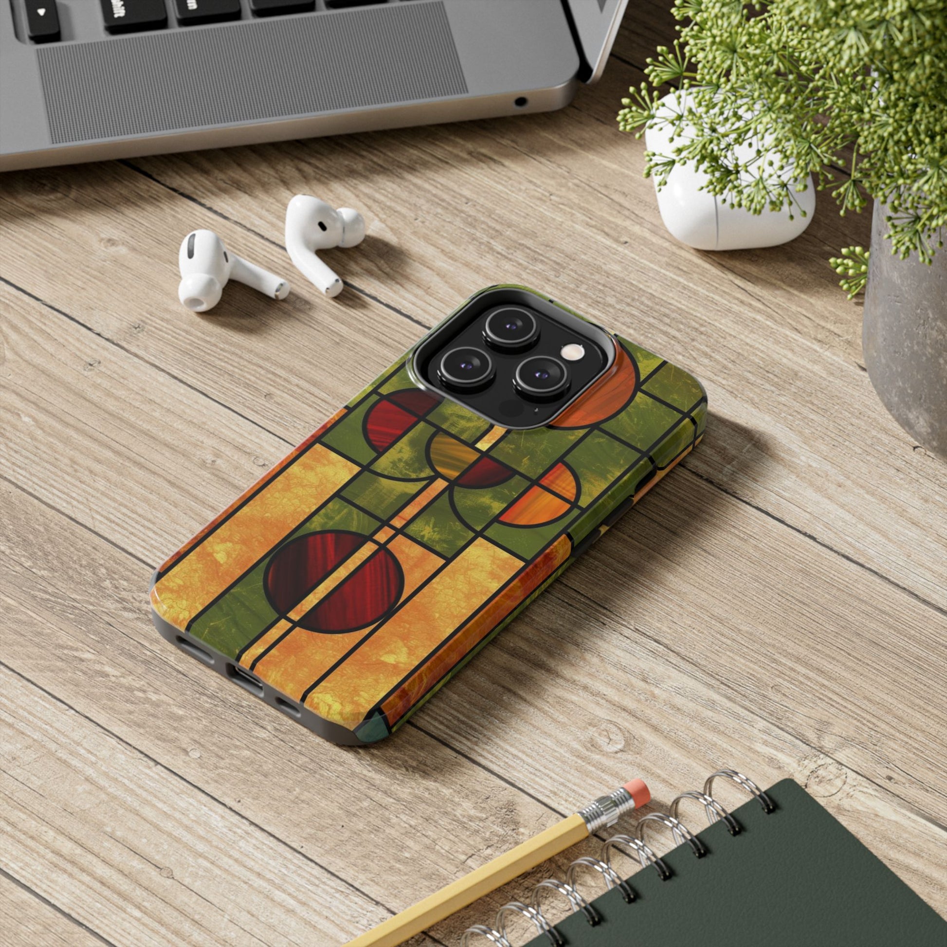 Frank Lloyd Wright Inspired Stained Glass Phone Case, Artistic iPhone Case, Architectural Design, Art Deco iphone Case, iphone 15 pro max