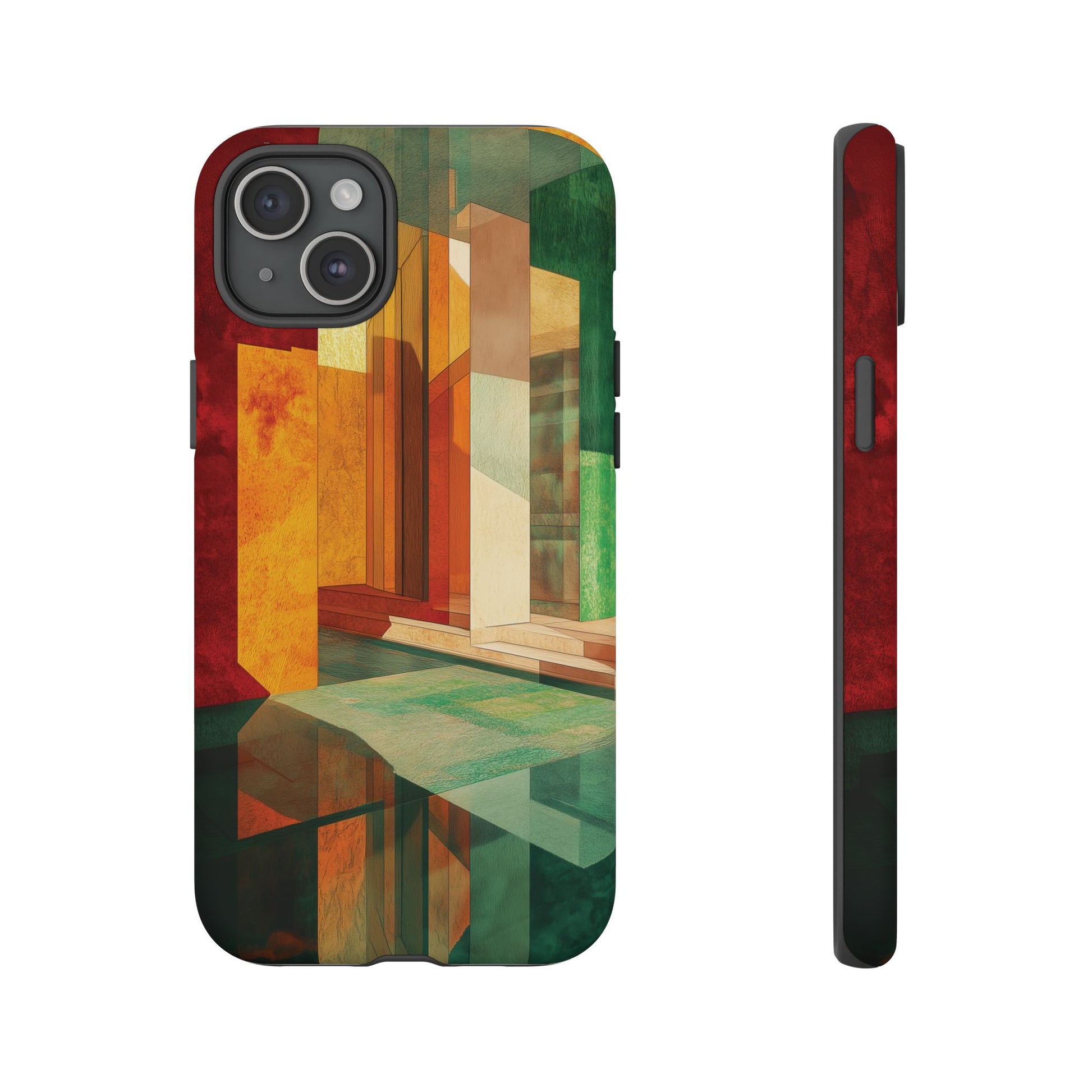 Art Deco Frank Lloyd Wright Inspired Usonian Phone Case Geometric Stained Glass Art Deco Marble Gold 13 14 15 16 iPhone Pro Max Galaxy Pixel