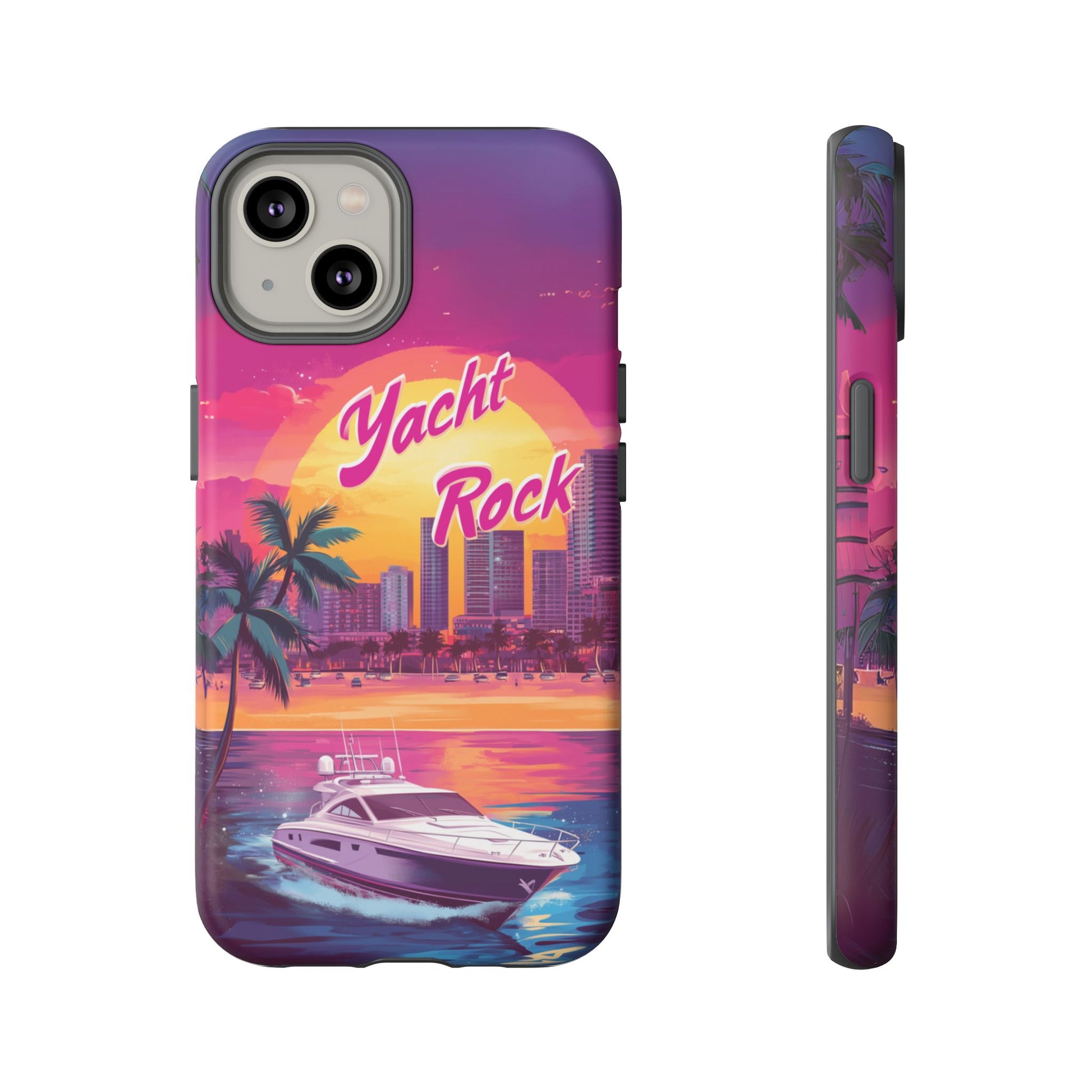Custom Yacht Rock Phone Case iPhone 13 14 15 16 Pro Max Sunset Cruise Harbor Miami Vice Yacht Rock Gift Boating Captain South Beach Surfing