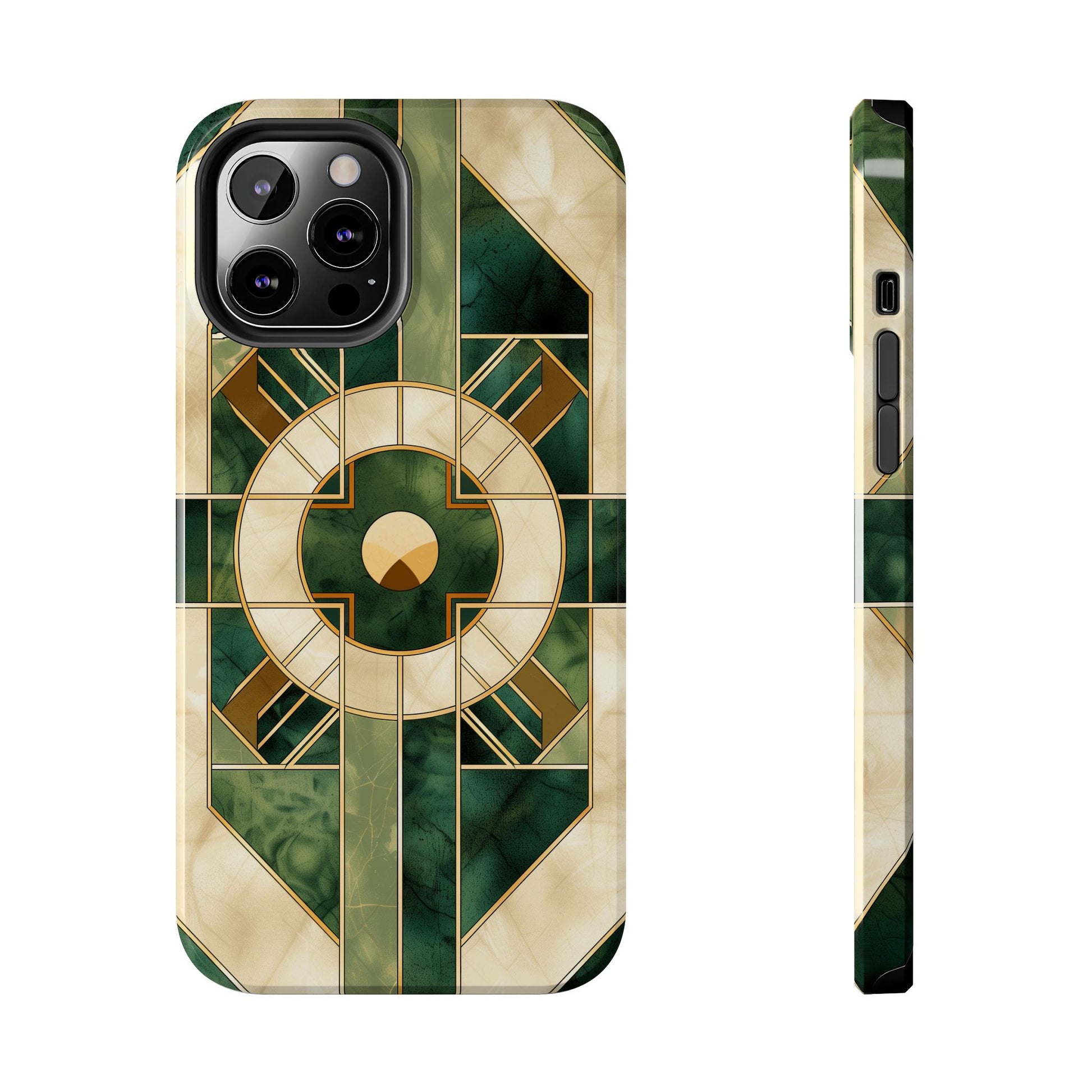Green Frank Lloyd Wright Inspired Phone Case - Geometric Elegance for iPhone Models