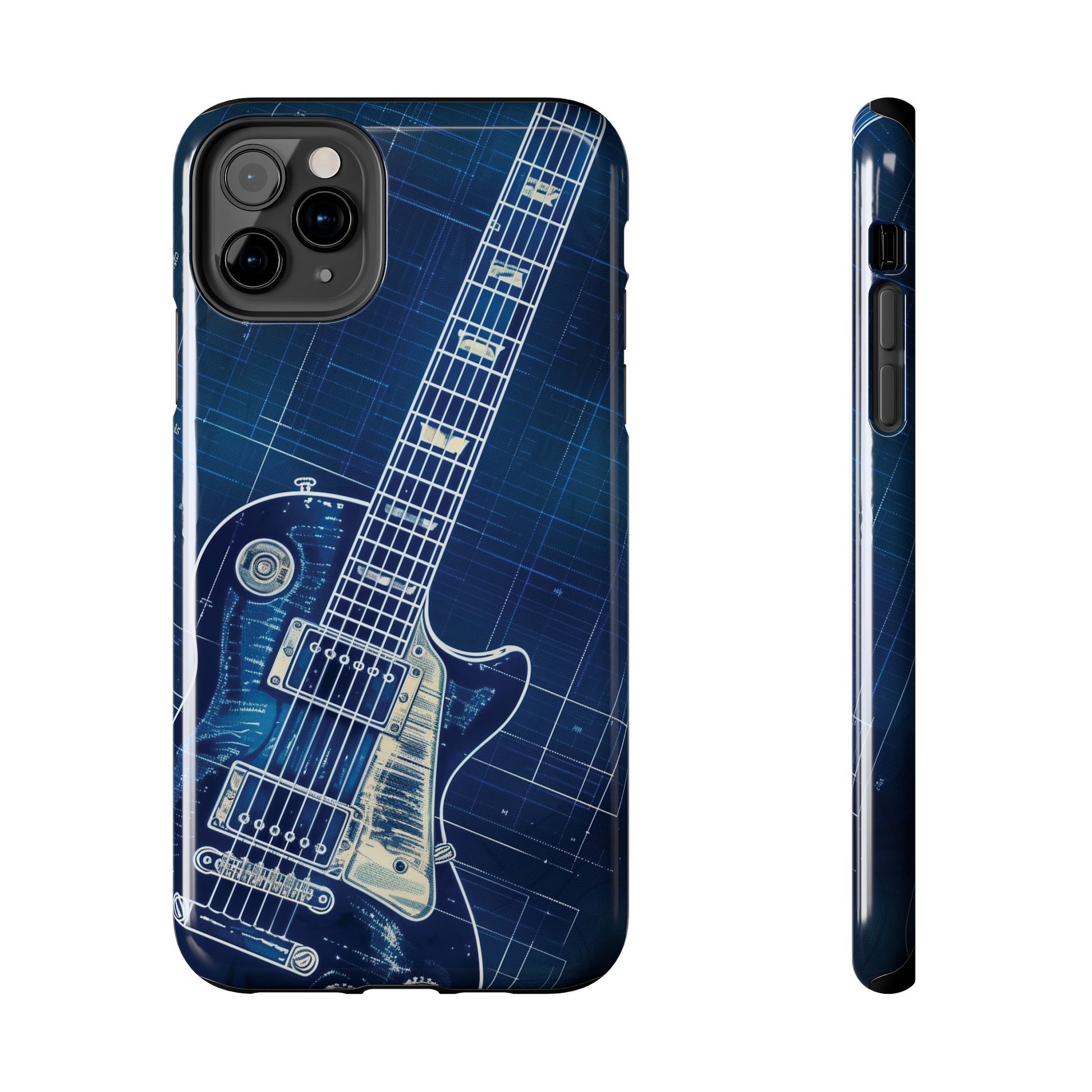 Guitar Phone Case, Guitar Blueprint iPhone Cover, Vintage Guitar Design, Custom iPhone Covers, Rock Music Phone Accessories, Musician Gift
