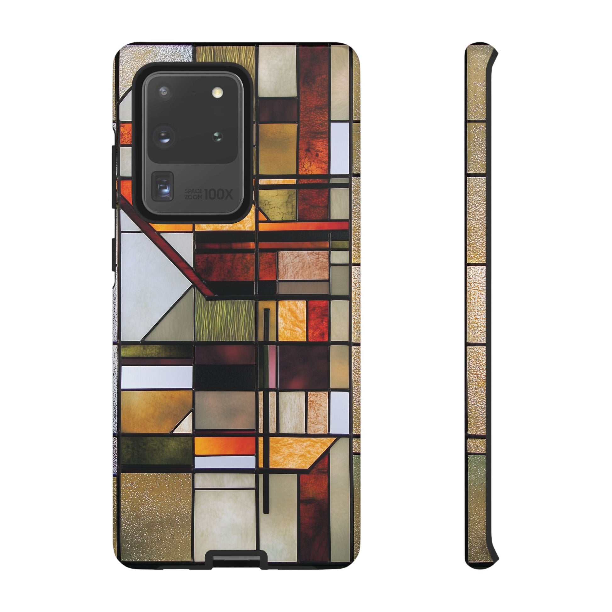 Stained Glass Phone Case Art Deco Frank Lloyd Wright Cottage Core Usonian Prairie Style Geometric Stylish  iPhone 14 15 16 Pro