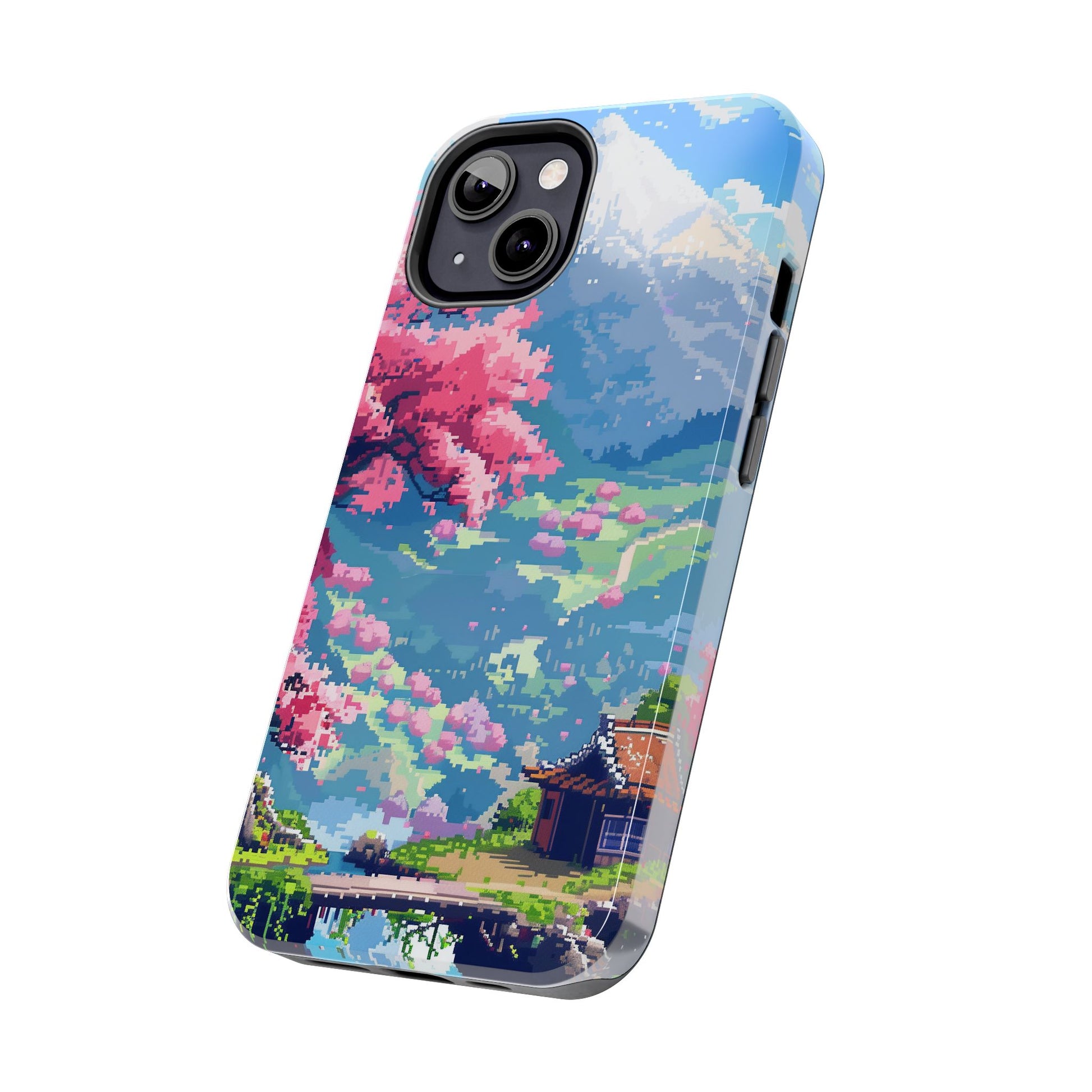Pixel Art Video Game Landscapes Phone Case, Retro Gaming Pixelated Design, Geeky Gamer Phone Cover, Unique Video Game Art Accessories