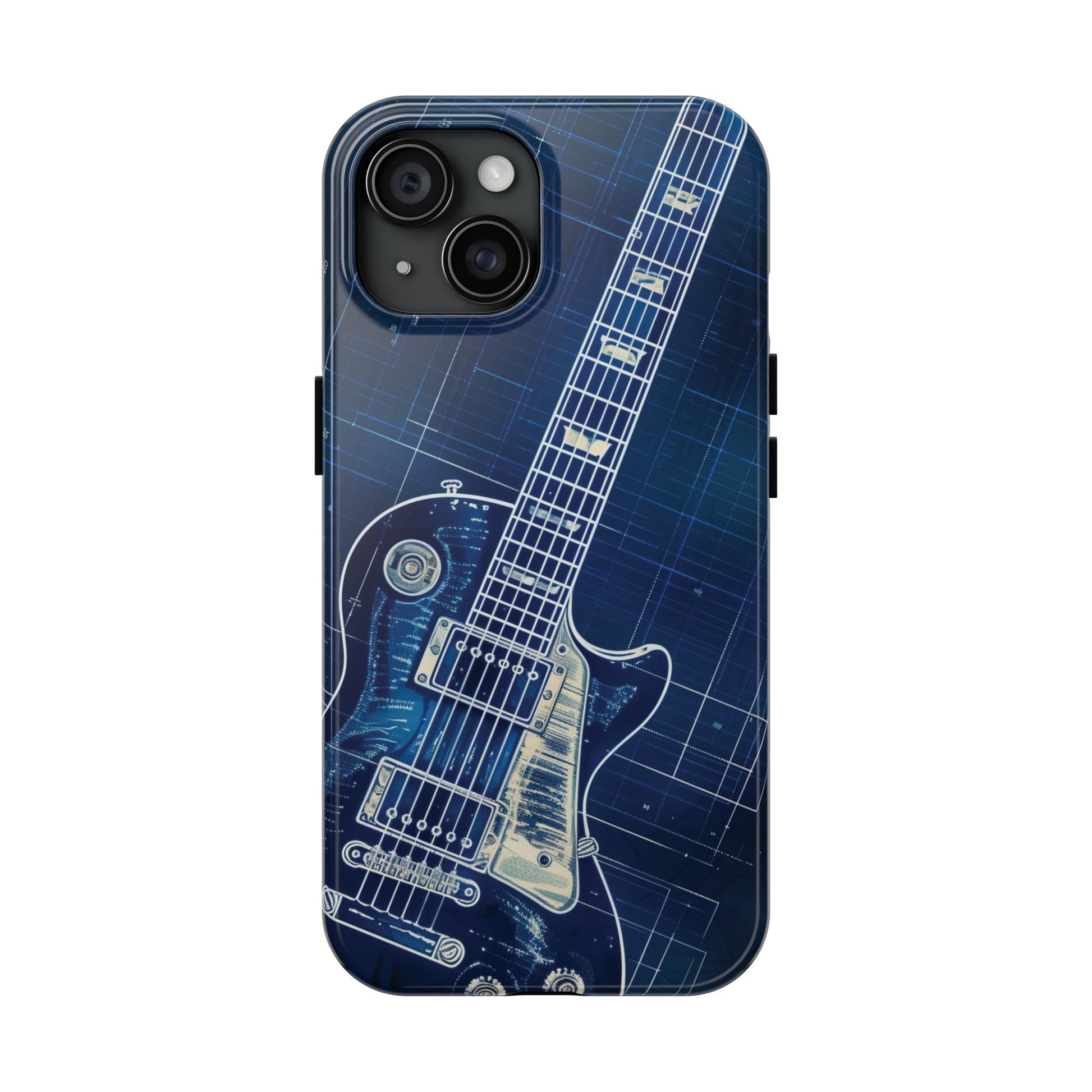 Guitar Phone Case, Guitar Blueprint iPhone Cover, Vintage Guitar Design, Custom iPhone Covers, Rock Music Phone Accessories, Musician Gift