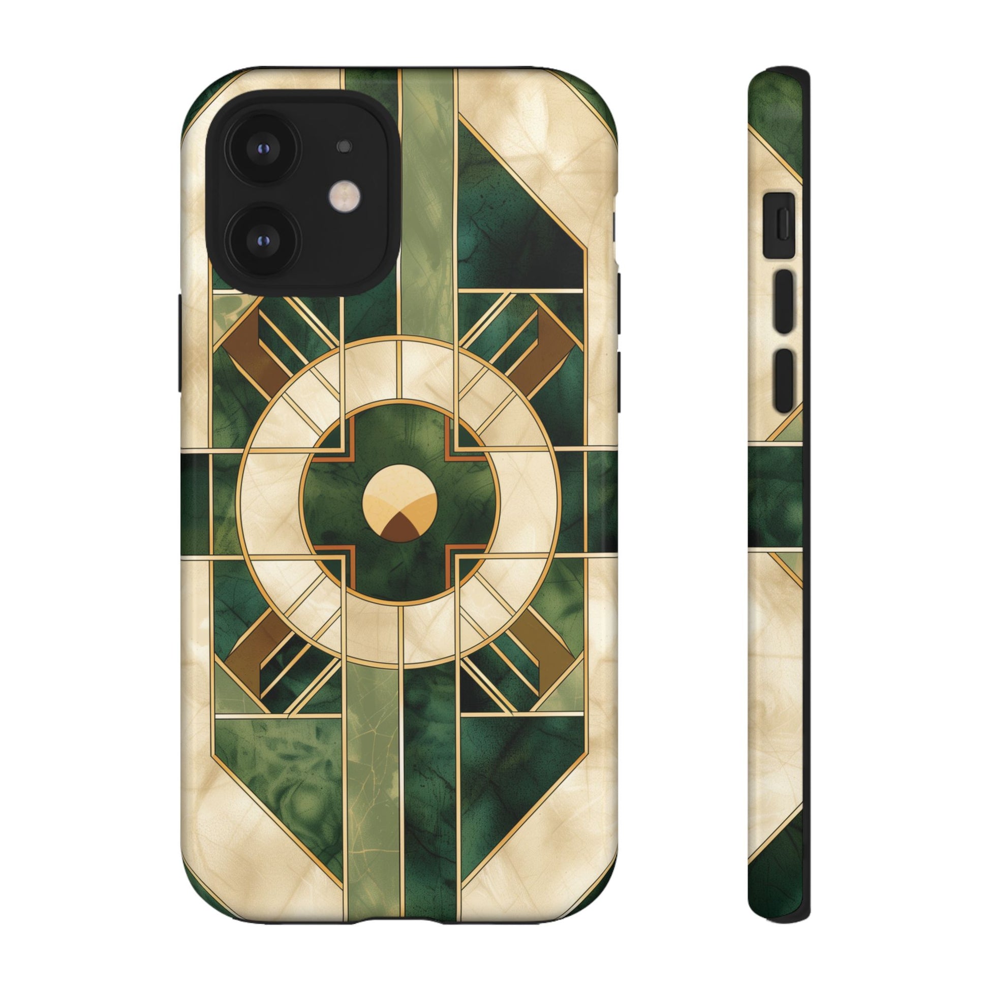 Green Frank Lloyd Wright Inspired Phone Case Geometric Elegance Stained Glass Art Deco Marble Gold 13 14 15 16 iPhone Pro Max Galaxy Pixel