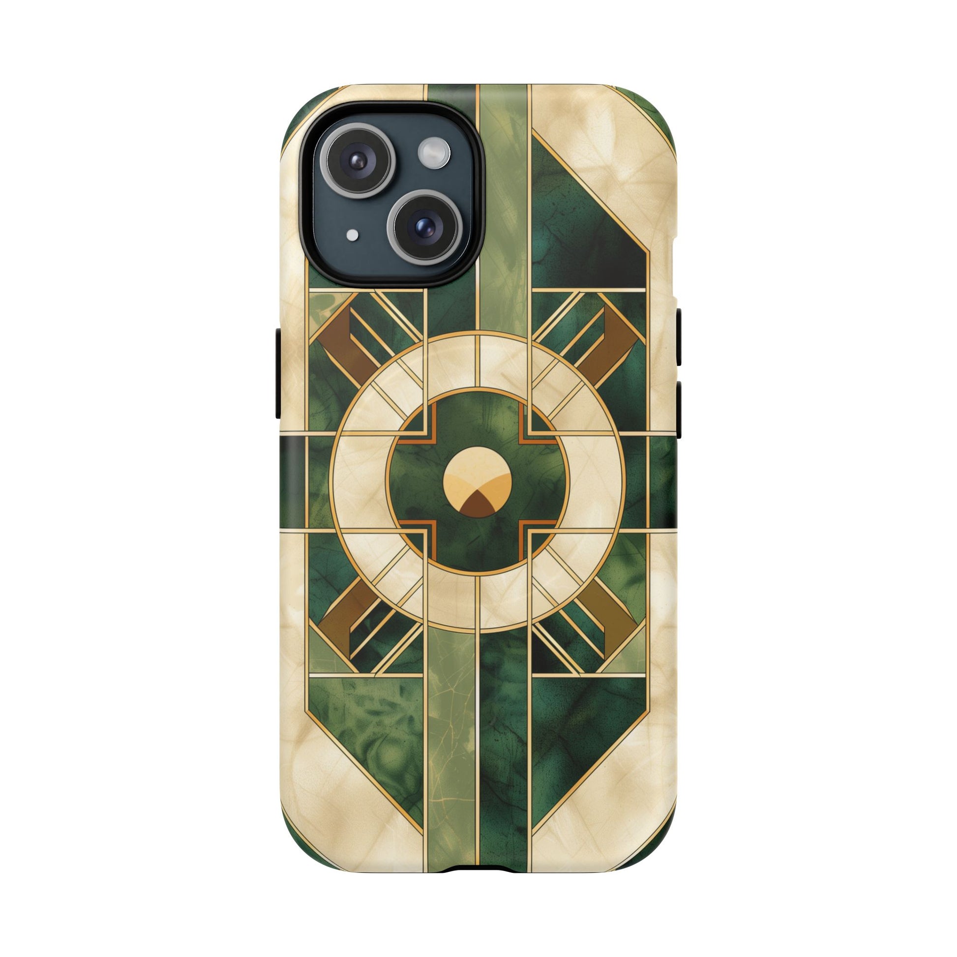Green Frank Lloyd Wright Magsafe Inspired Case Geometric Elegance Marble Gold Stained Glass Art Deco iPhone 14 15 16 Pro Max Plus MagSafe