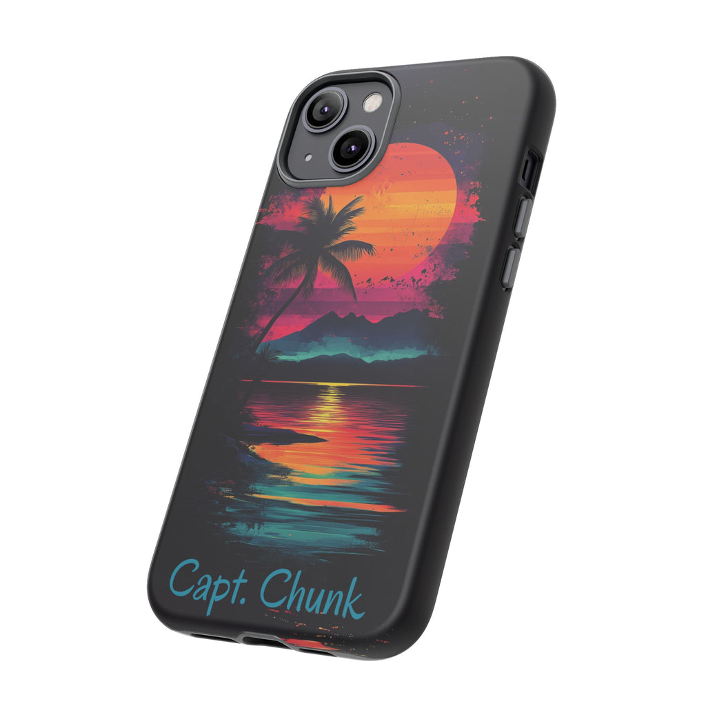 Custom Personalized Retro Palm Tree Sunset Phone Case iPhone 14 15 16 Pro Max Galaxy S24 Google Pixel Mountain Beach Fantasy Surfing Neon