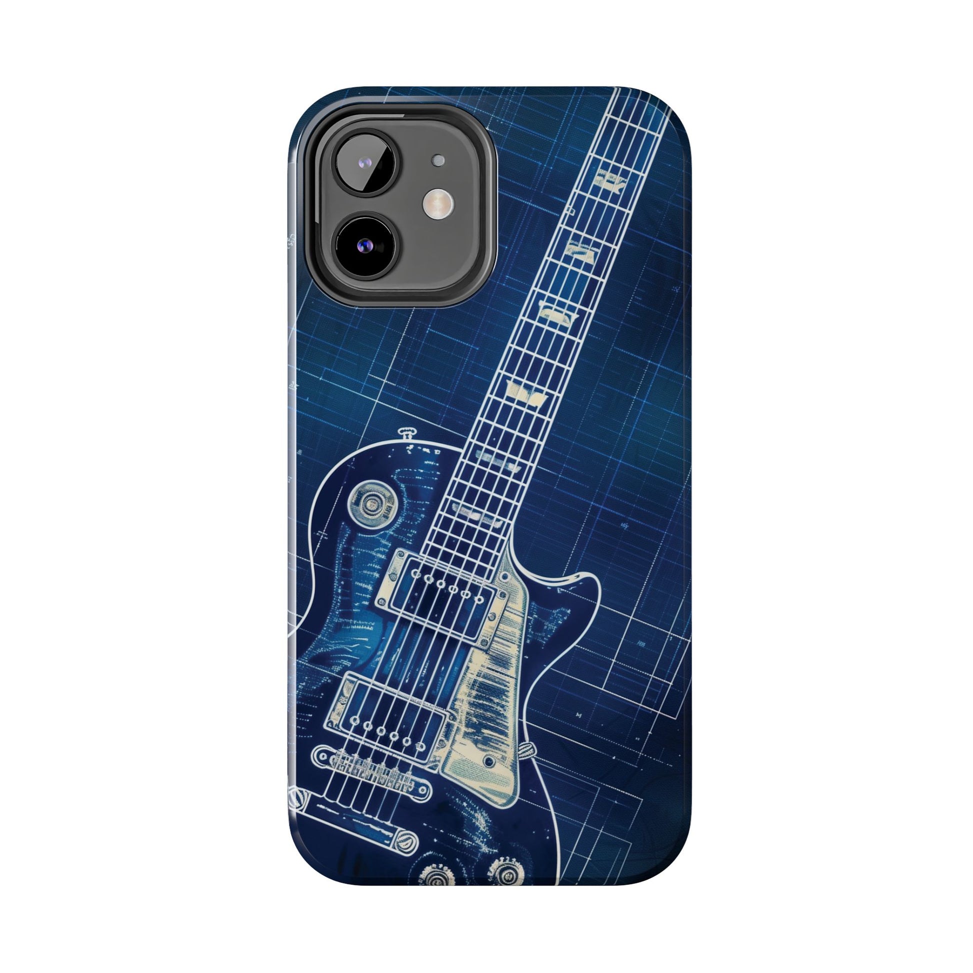 Guitar Phone Case, Guitar Blueprint iPhone Cover, Vintage Guitar Design, Custom iPhone Covers, Rock Music Phone Accessories, Musician Gift
