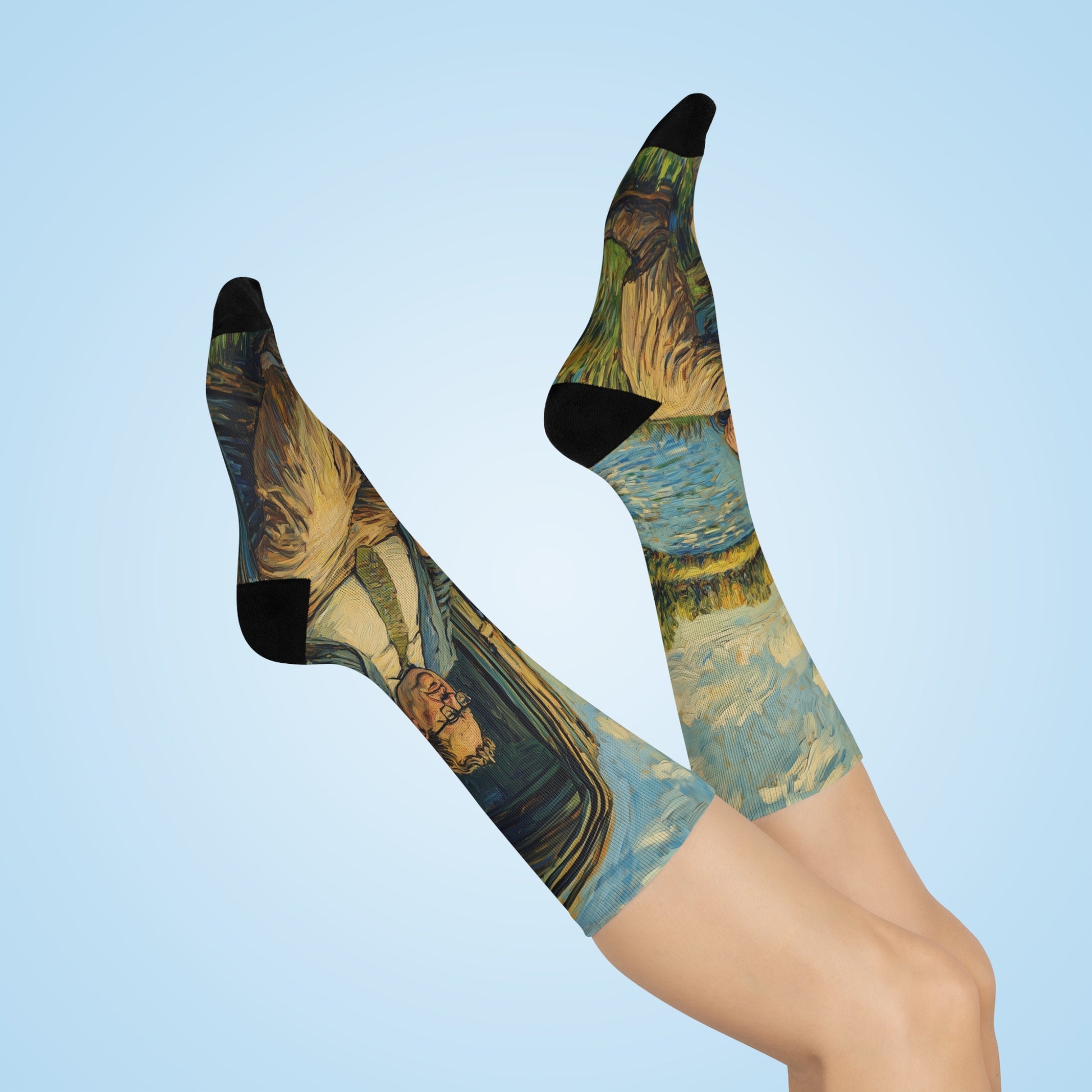 Artistic Crew Socks A Van Gogh Down by the River Design Cozy Gift for Art Lovers
