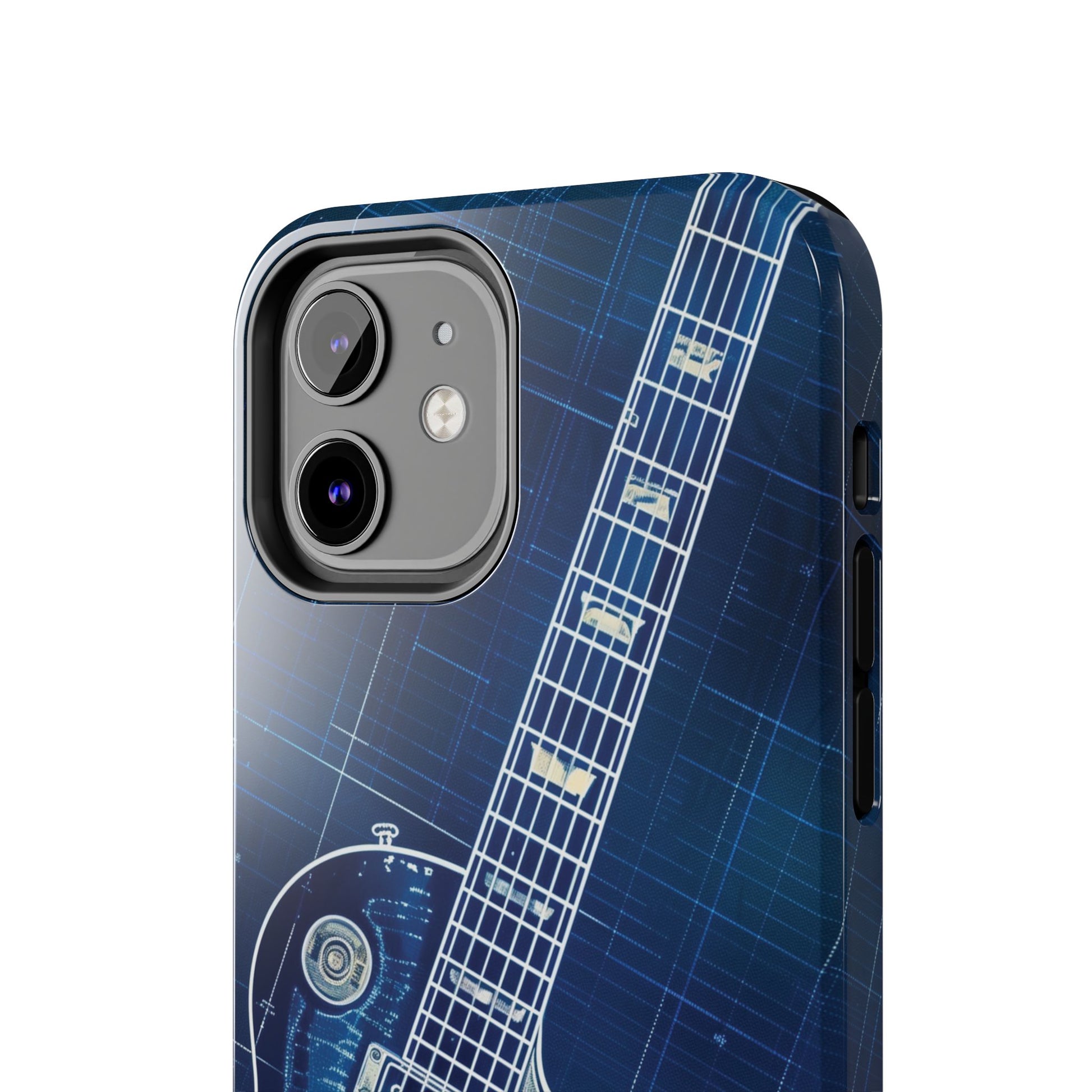 Guitar Phone Case, Guitar Blueprint iPhone Cover, Vintage Guitar Design, Custom iPhone Covers, Rock Music Phone Accessories, Musician Gift